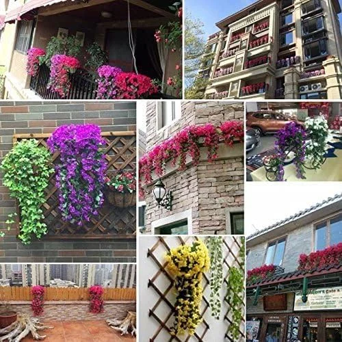 جفت گل مصنوعی آویز JCD، گل های بنفشه ایوی گیاه آویز واقعی برای دکوراسیون فضای باز خانه عروسی باغ سبدهای آویز تزیین گل ویستریا (سفید) جفت گل مصنوعی آویز JCD، گل های بنفشه ایوی گیاه آویز واقعی برای دکوراسیون فضای باز خانه عروسی باغ سبدهای آویز تزیین گل ویستریا (سفید)