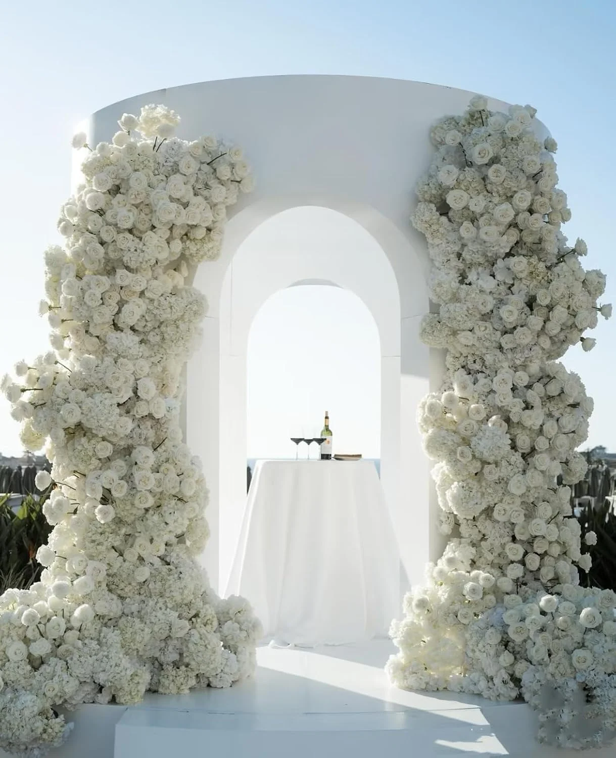 کلبه کیمورا (سفید) - دسته گل گل ابریشم مصنوعی سفید، شاخه گل مصنوعی هیدرانژا 3 عددی برای دکوراسیون میز، دکوراسیون جشن عروسی (سفید)