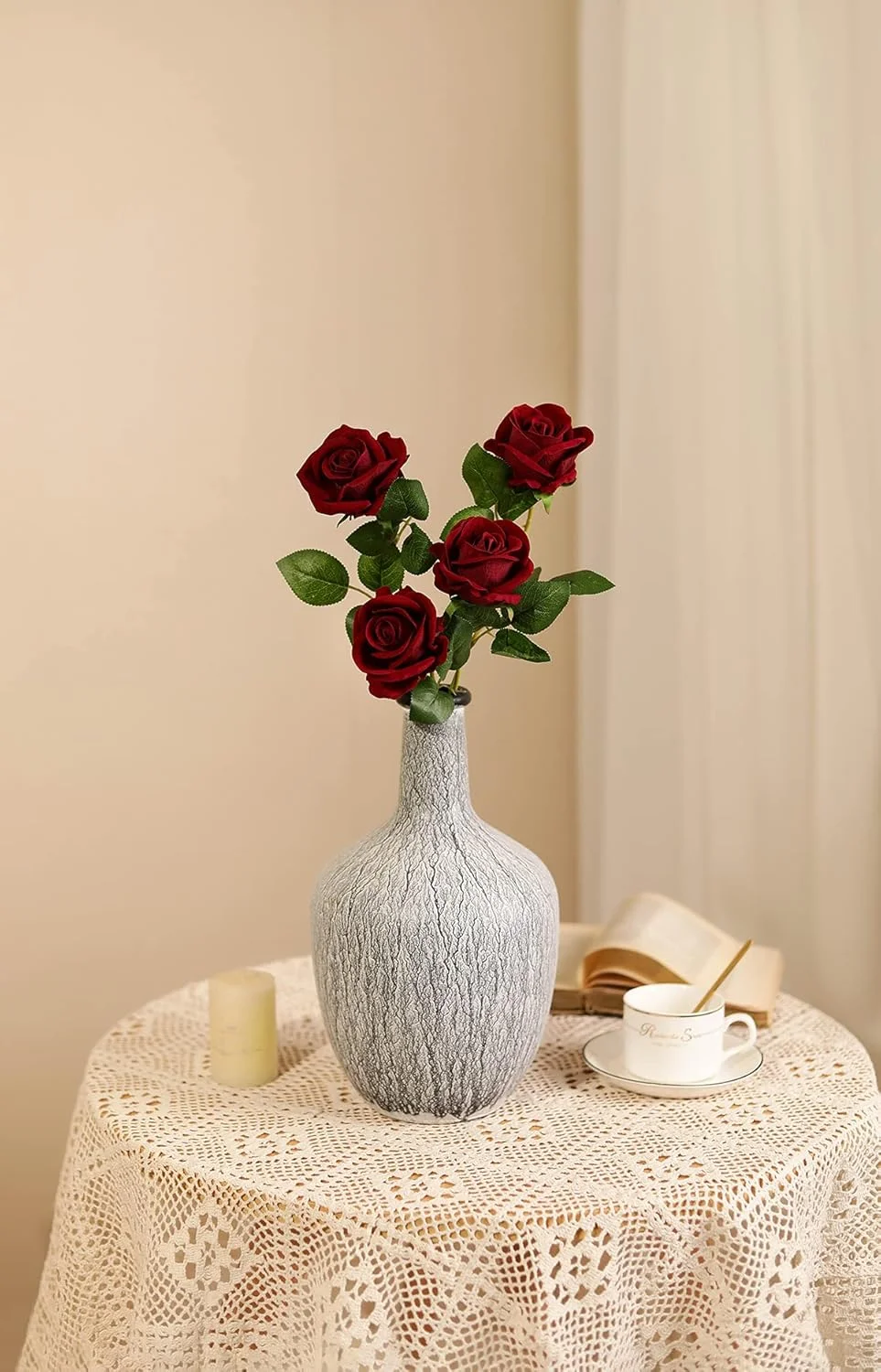 Luyue بسته 10 عددی گل رز مخملی مصنوعی، گل های ابریشمی رز قرمز مصنوعی با ساقه، هدیه گل برای تزئینات عروسی، مهمانی، دکوراسیون منزل - بورگاندی Luyue بسته 10 عددی گل رز مخملی مصنوعی، گل های ابریشمی رز قرمز مصنوعی با ساقه، هدیه گل برای تزئینات عروسی، مهمانی، دکوراسیون منزل - بورگاندی