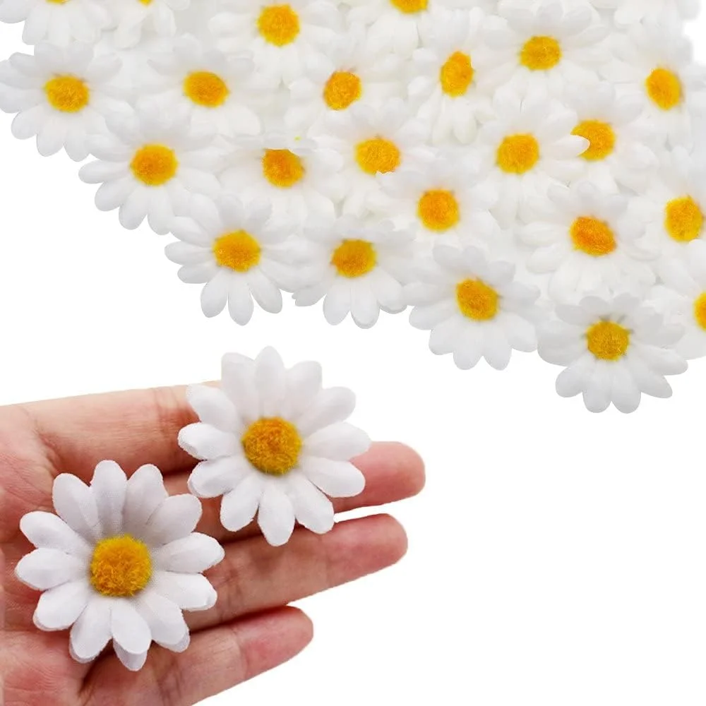 گل مینای مصنوعی MAKINGTEC، 100 عدد سر گل ابریشمی، سر گل ژربرا پارچه ای مصنوعی 1.5 اینچی برای عروسی، دکوراسیون منزل، تخم مرغ های DIY، صنایع دستی کلاه ساحلی - سفید گل مینای مصنوعی MAKINGTEC، 100 عدد سر گل ابریشمی، سر گل ژربرا پارچه ای مصنوعی 1.5 اینچی برای عروسی، دکوراسیون منزل، تخم مرغ های DIY، صنایع دستی کلاه ساحلی - سفید