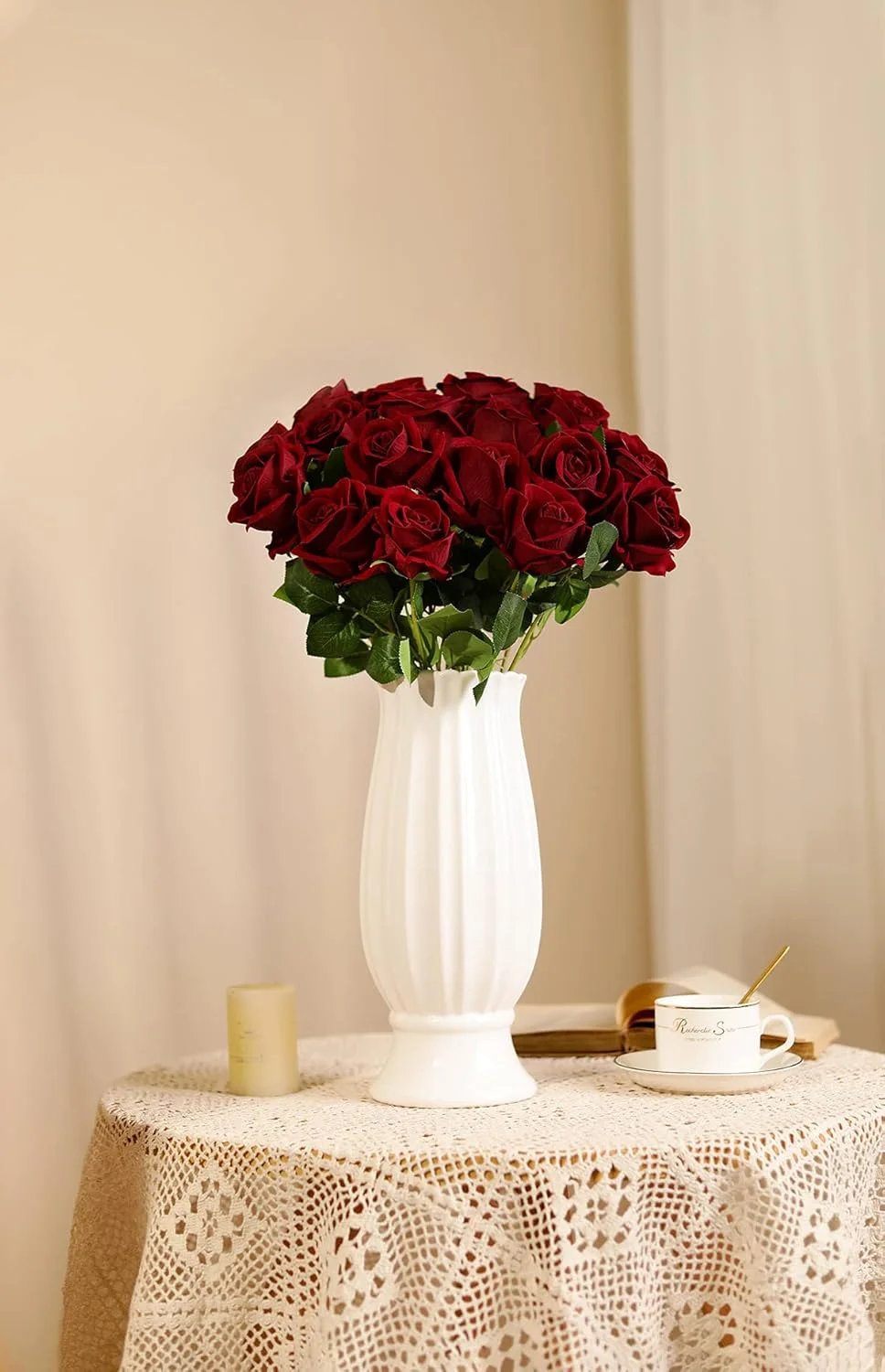 Luyue بسته 10 عددی گل رز مخملی مصنوعی، گل های ابریشمی رز قرمز مصنوعی با ساقه، هدیه گل برای تزئینات عروسی، مهمانی، دکوراسیون منزل - بورگاندی Luyue بسته 10 عددی گل رز مخملی مصنوعی، گل های ابریشمی رز قرمز مصنوعی با ساقه، هدیه گل برای تزئینات عروسی، مهمانی، دکوراسیون منزل - بورگاندی