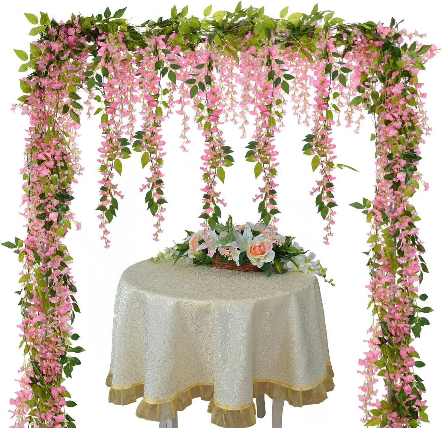 گل مصنوعی ویستریا Lvydec، 4 عدد در مجموع 8.8 متر، گل آویز ابریشمی مصنوعی ویستریا برای دکوراسیون گل آرایی طاق عروسی مراسم باغ خانه در فضای باز (صورتی) گل مصنوعی ویستریا Lvydec، 4 عدد در مجموع 8.8 متر، گل آویز ابریشمی مصنوعی ویستریا برای دکوراسیون گل آرایی طاق عروسی مراسم باغ خانه در فضای باز (صورتی)