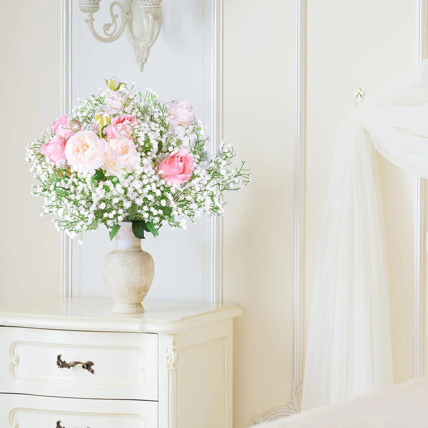 LYLYFAN 12 شاخه گل مصنوعی نفس کودک، گل های لمسی واقعی ژیپسوفیلا برای تزئین جشن عروسی، خانه و باغ