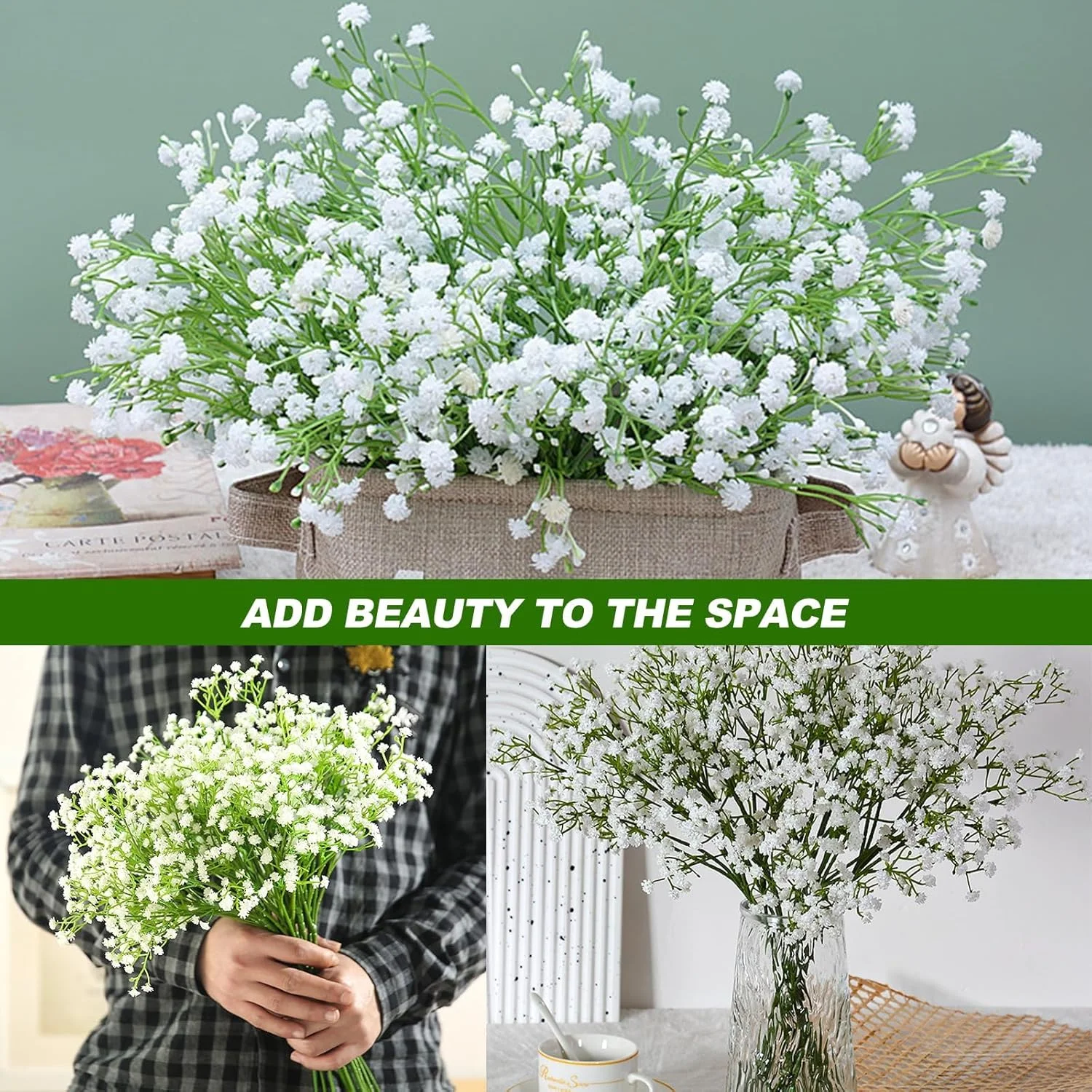 گل مصنوعی ژیپسوفیلا NALACAL برای دکوراسیون، 10 عدد گل مصنوعی سفید تزئینی، گل عروس برای فضای باز برای دکوراسیون منزل و مهمانی عروسی، ساخته شده از پلاستیک، نرم و بادوام گل مصنوعی ژیپسوفیلا NALACAL برای دکوراسیون، 10 عدد گل مصنوعی سفید تزئینی، گل عروس برای فضای باز برای دکوراسیون منزل و مهمانی عروسی، ساخته شده از پلاستیک، نرم و بادوام