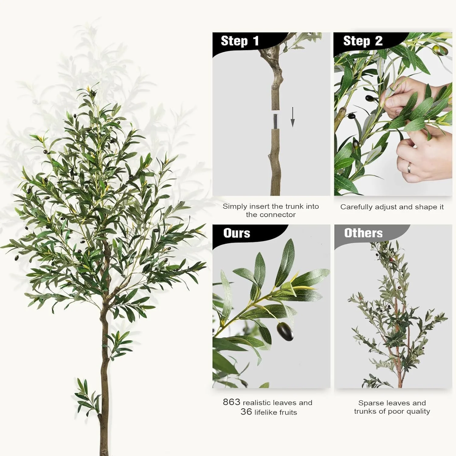 درخت زیتون مصنوعی 120 سانتی متری ORCHID M® برای دکوراسیون منزل و دفتر کار، درخت گلدانی مصنوعی بلند، درخت ابریشمی زیتون گلدانی مصنوعی با گلدان، شاخه ها و میوه های زیتون مصنوعی بزرگ درخت زیتون مصنوعی 120 سانتی متری ORCHID M® برای دکوراسیون منزل و دفتر کار، درخت گلدانی مصنوعی بلند، درخت ابریشمی زیتون گلدانی مصنوعی با گلدان، شاخه ها و میوه های زیتون مصنوعی بزرگ