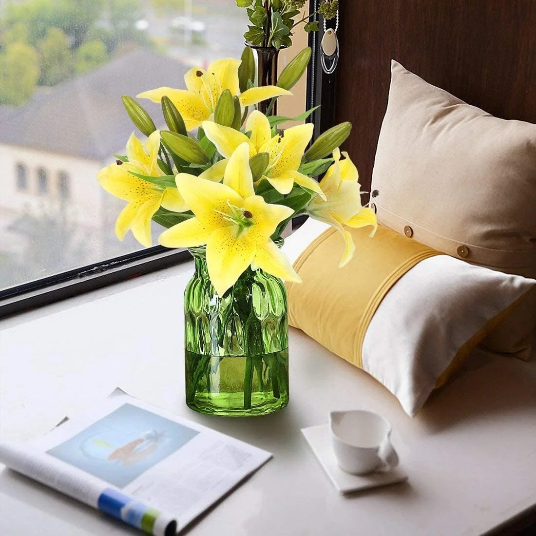 گل های مصنوعی سوسن ببری RERXN، گل های لاتکس، دکوراسیون منزل و جشن عروسی، بسته 5 عددی زرد گل های مصنوعی سوسن ببری RERXN، گل های لاتکس، دکوراسیون منزل و جشن عروسی، بسته 5 عددی زرد