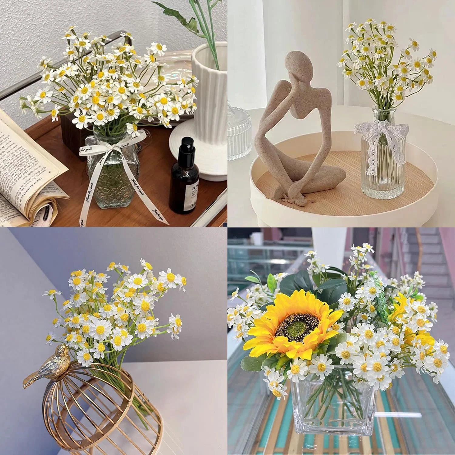گل های مصنوعی کوچک گل بابونه سفید Smalldu، 2 دسته/12 عدد گل بابونه مصنوعی 10 اینچی، گل وحشی بهاری برای دکوراسیون مهمانی (گلدان شامل نمی شود) گل های مصنوعی کوچک گل بابونه سفید Smalldu، 2 دسته/12 عدد گل بابونه مصنوعی 10 اینچی، گل وحشی بهاری برای دکوراسیون مهمانی (گلدان شامل نمی شود)