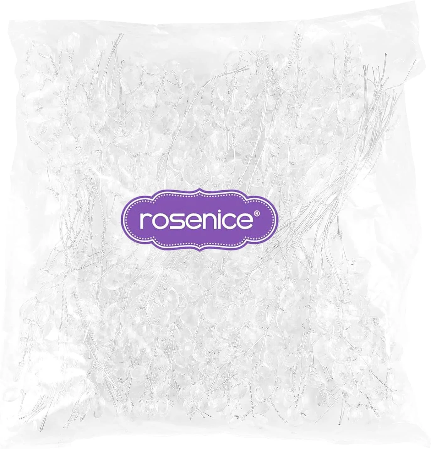 ROSENICE 50 عدد ساقه گل مصنوعی با قطره مهره اکریلیک کریستالی 16 سانتی متری (سفید) ROSENICE 50 عدد ساقه گل مصنوعی با قطره مهره اکریلیک کریستالی 16 سانتی متری (سفید)