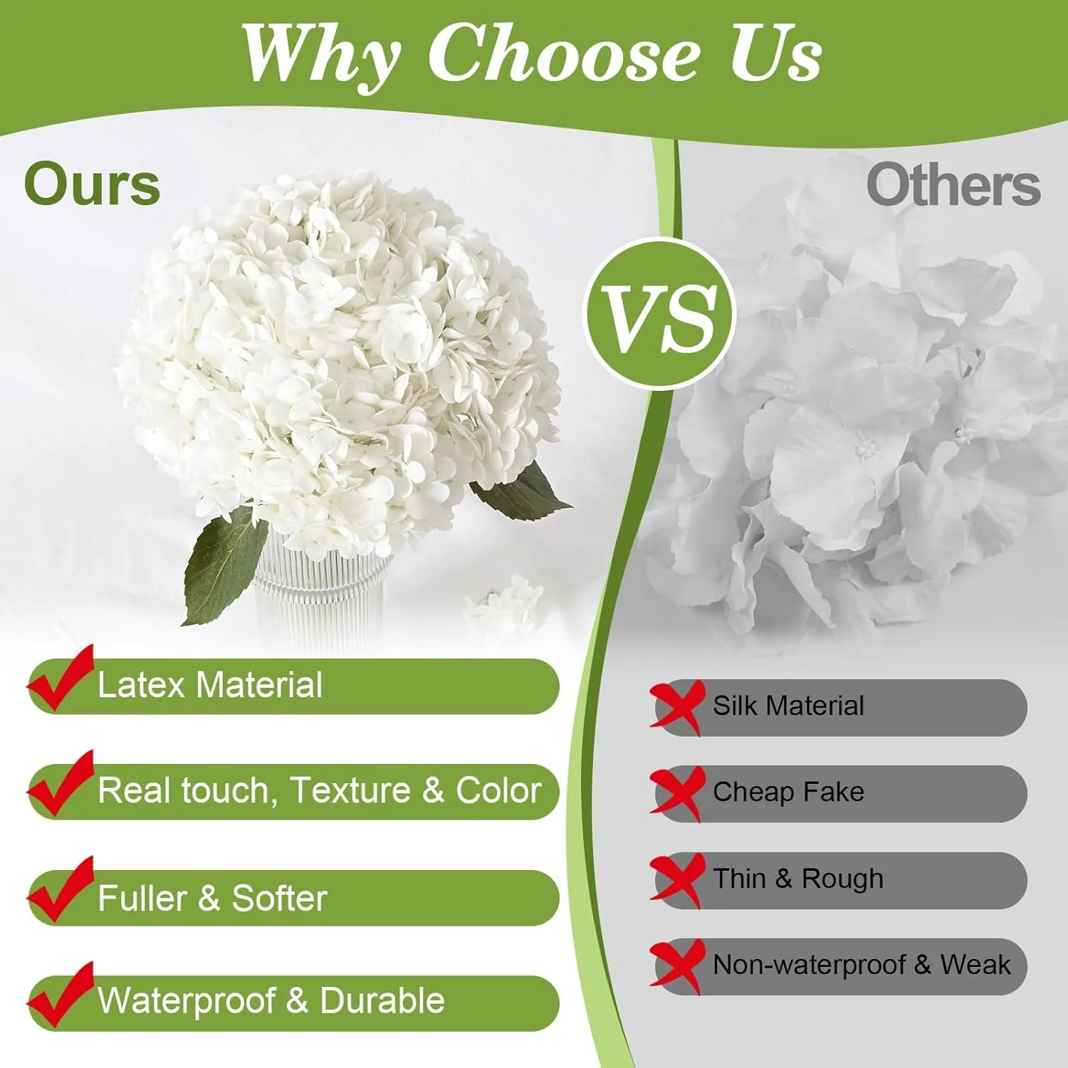 گل های مصنوعی هورتانسیا TERRIFI با لمس واقعی، 6 عددی، هورتانسیا ابریشمی سفید 47 سانتی متری برای خانه، چیدمان گل های اداری، دسته گل عروسی، تزئینات میز آشپزخانه