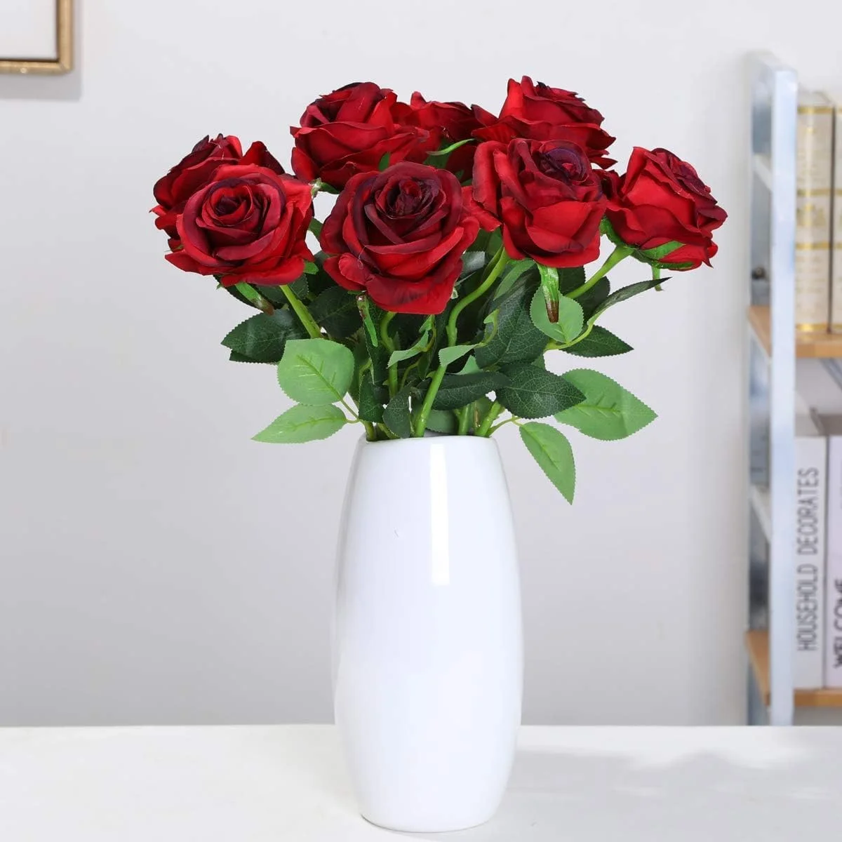 گل های مصنوعی رز قرمز تزویق، 10 عدد گل مصنوعی رز ابریشمی، رزهای واقعی برای دسته گل DIY، دکوراسیون منزل، تزیین میز عروسی، دکوراسیون اداری (شرابی) گل های مصنوعی رز قرمز تزویق، 10 عدد گل مصنوعی رز ابریشمی، رزهای واقعی برای دسته گل DIY، دکوراسیون منزل، تزیین میز عروسی، دکوراسیون اداری (شرابی)
