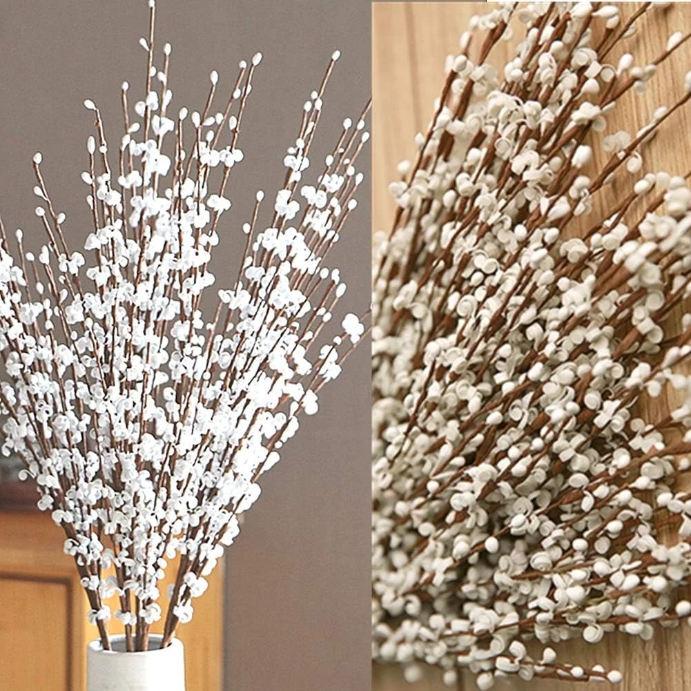 ووتکی 5 شاخه گل مصنوعی یاس بلند 30 اینچی، گل های مصنوعی توت دار، گل مصنوعی برای کریسمس، سال نو، هنر گل آرایی DIY، گیاه دکوراسیون منزل، دفتر کار، مهمانی (سفید)