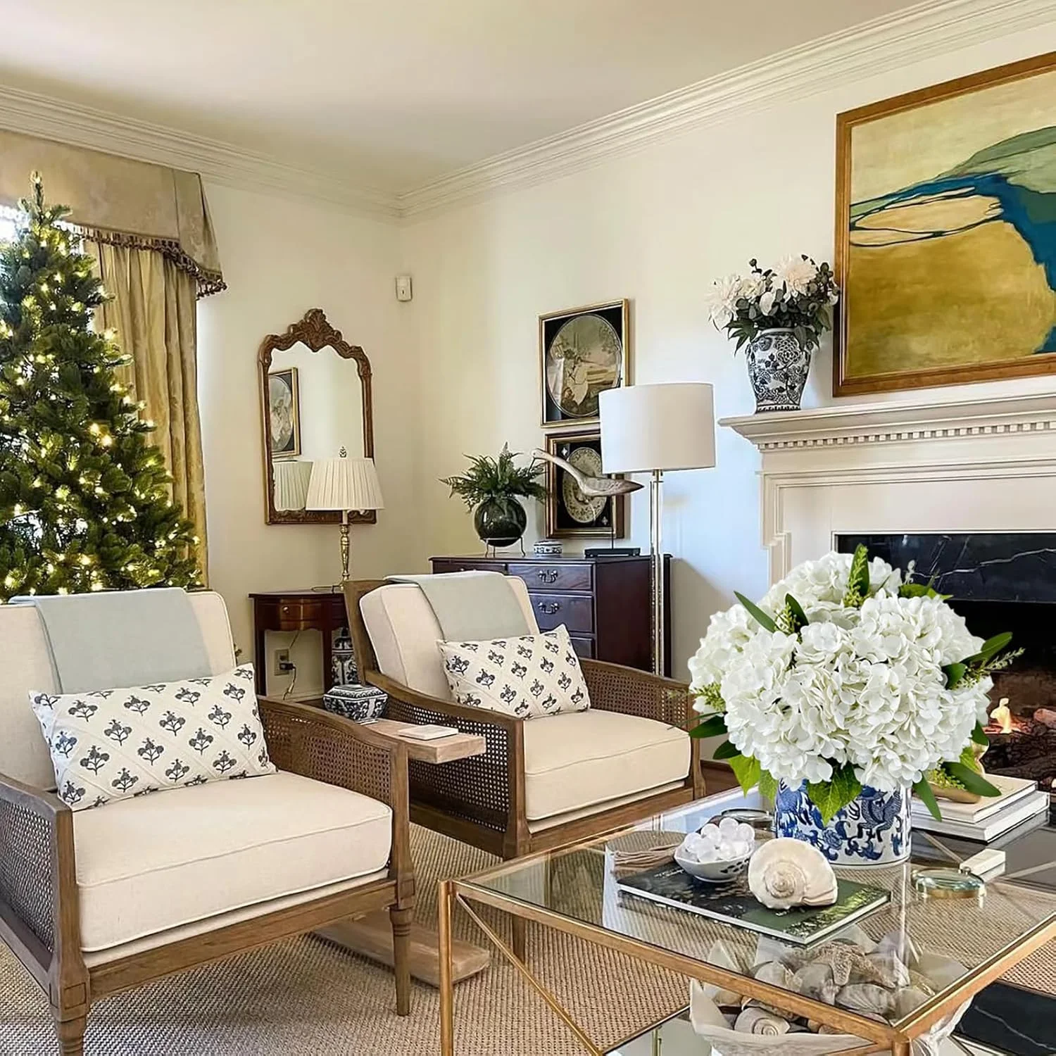 یالزون‌مت 3 شاخه گل مصنوعی هیدرانژا سفید 53 سانتی‌متری، گل هیدرانژا مصنوعی با لمس واقعی برای تزیین میزهای عروسی، گل‌های مصنوعی برای مهمانی، دکوراسیون منزل و آشپزخانه