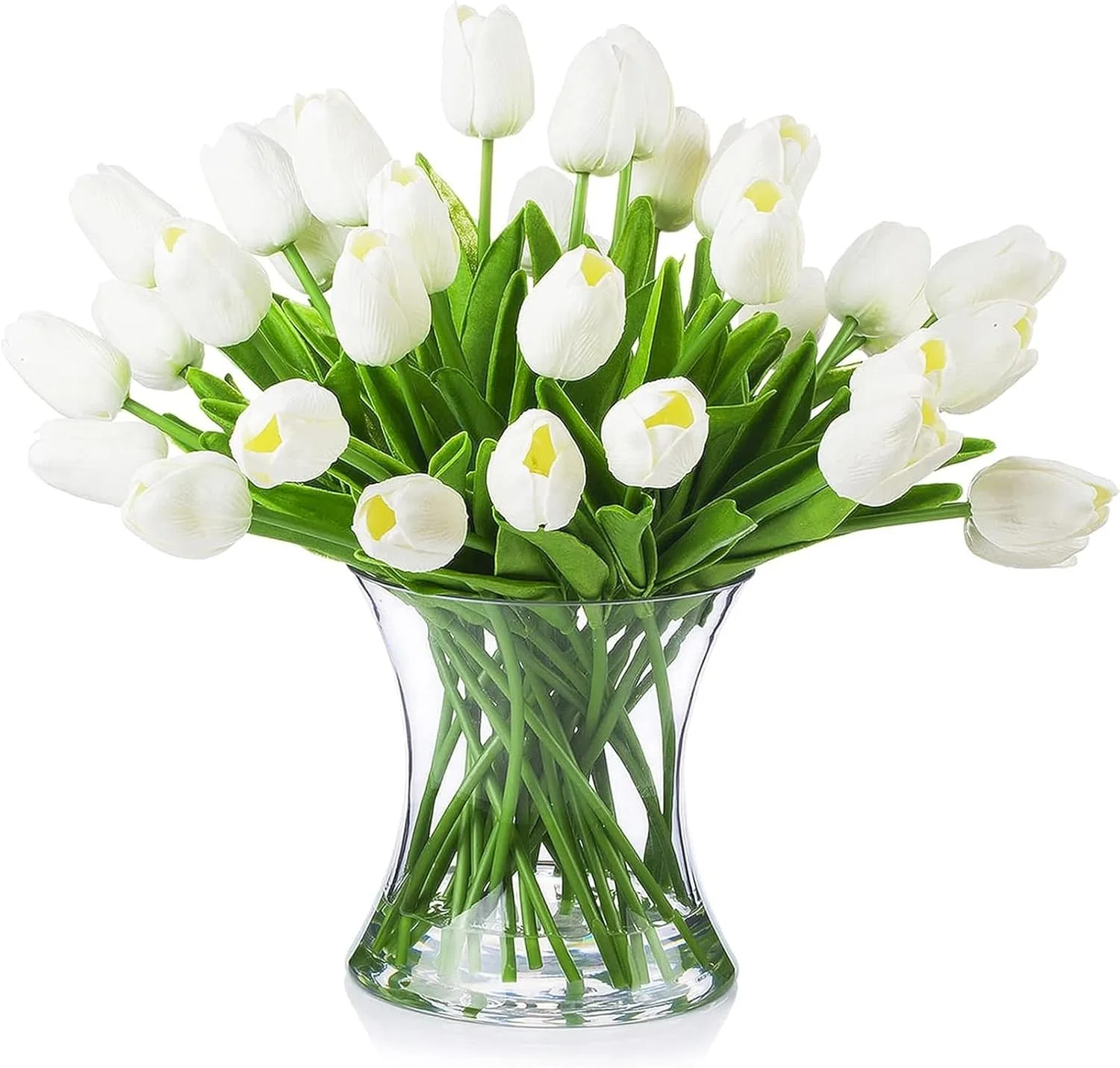 گل های مصنوعی YHOME، 20 عدد گل سفید گل لاله مصنوعی، گل های لاله مصنوعی برای چیدمان دکوراسیون اتاق ناهار خوری منزل و دفتر مهمانی عروسی، دسته گل های گل مصنوعی لمسی واقعی