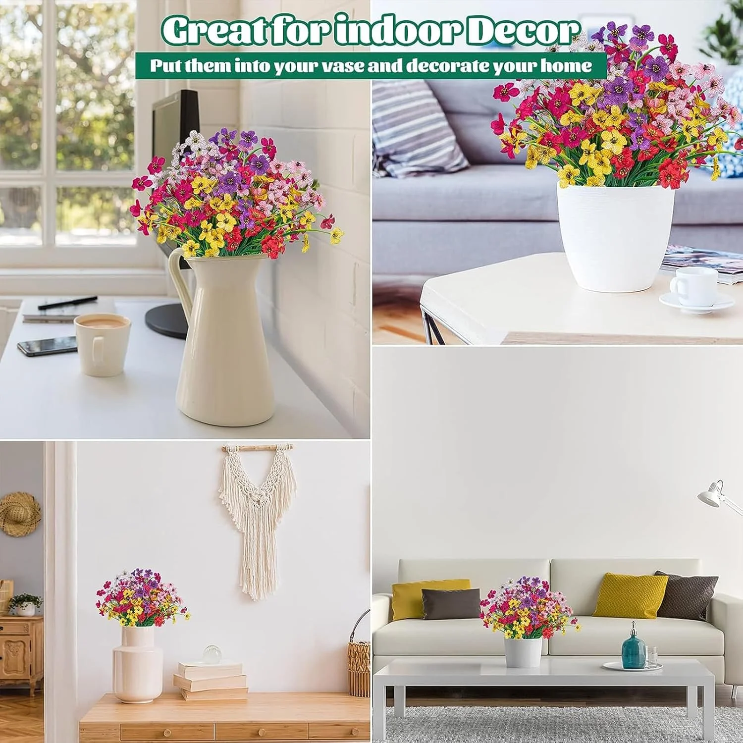 YHOME 12 دسته گل مصنوعی برای فضای باز، گل های پلاستیکی مصنوعی بدون محو شدن، گیاهان مصنوعی برای تزئین گلدان های آویزان در داخل و خارج از منزل، باغ، ایوان، جعبه پنجره، خانه، عروسی، خانه روستایی (6 رنگ) YHOME 12 دسته گل مصنوعی برای فضای باز، گل های پلاستیکی مصنوعی بدون محو شدن، گیاهان مصنوعی برای تزئین گلدان های آویزان در داخل و خارج از منزل، باغ، ایوان، جعبه پنجره، خانه، عروسی، خانه روستایی (6 رنگ)
