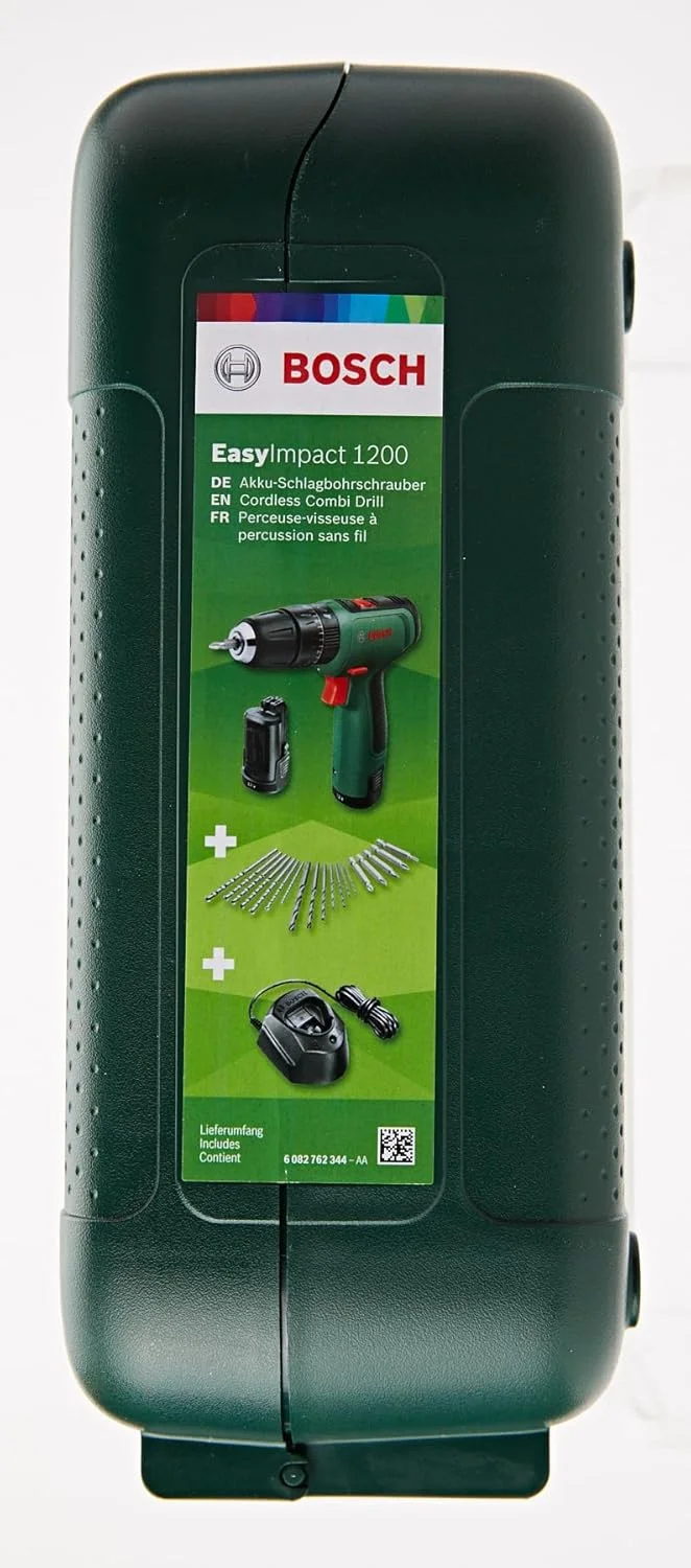 دریل چکشی شارژی بوش EasyImpact 1200 (2 عدد باتری، سیستم 12 ولت، 19 قطعه لوازم جانبی، در جعبه)