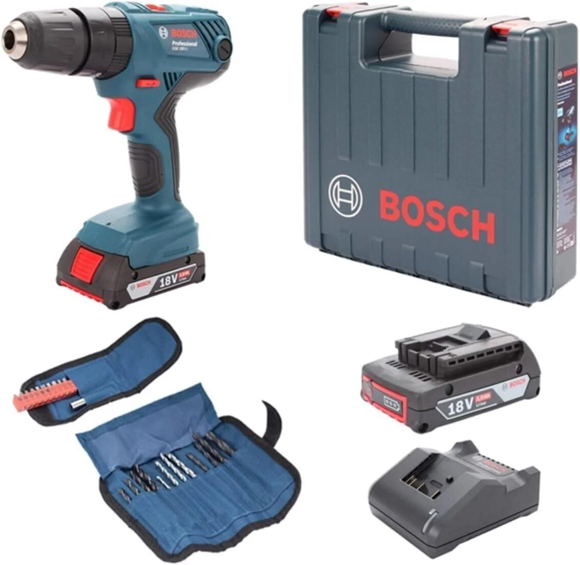 دریل پیچ گوشتی شارژی چکشی بوش مدل GSB 180-Li Professional