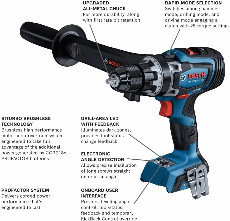 دریل/پیچ گوشتی 1/2 اینچی 18 ولتی بوش مدل BOSCH GSR18V-1330CN PROFACTOR (فقط بدنه)