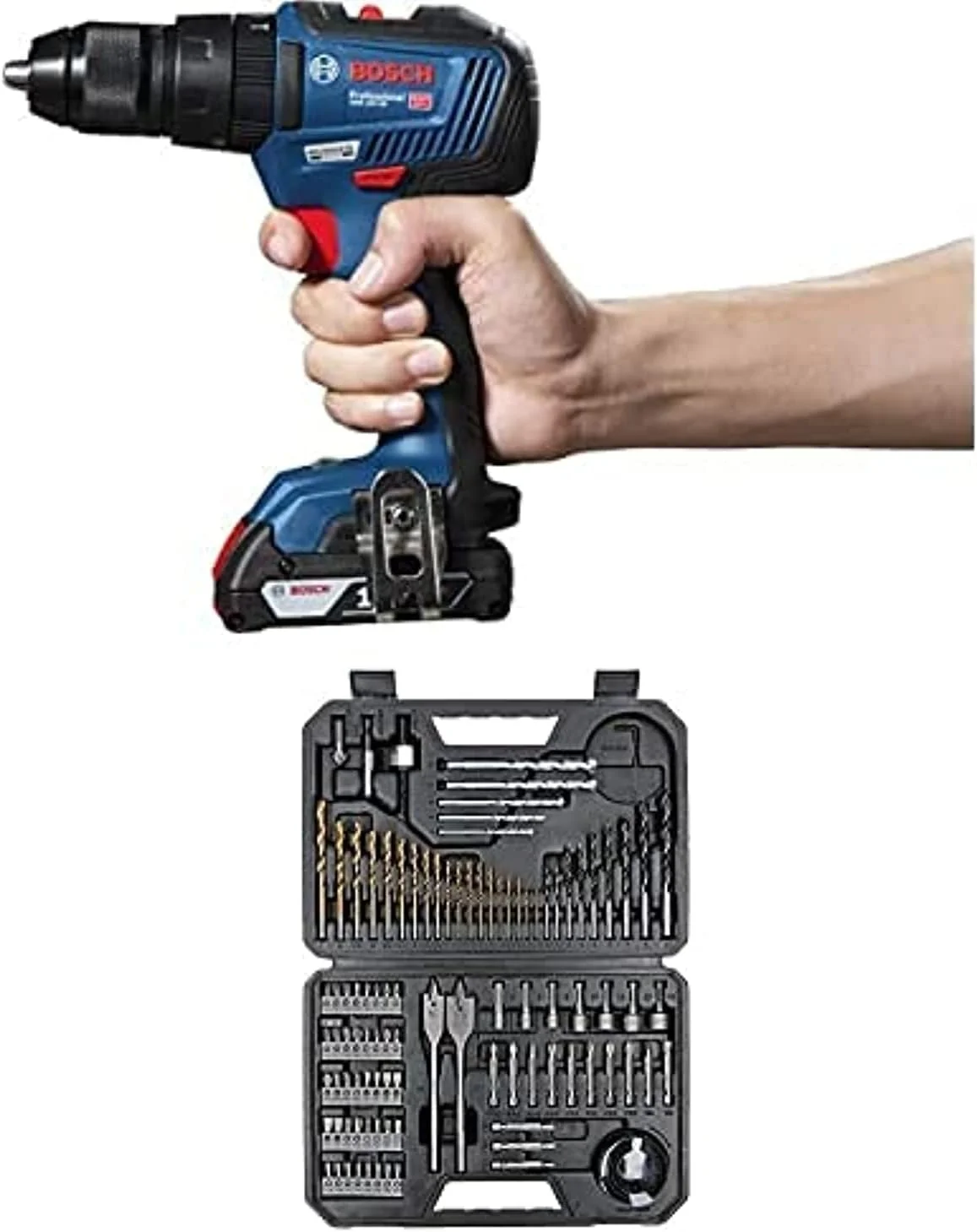 دریل چکشی براشلس بوش Gsb 18V-50 به همراه ست 103 عددی سری پیچ گوشتی