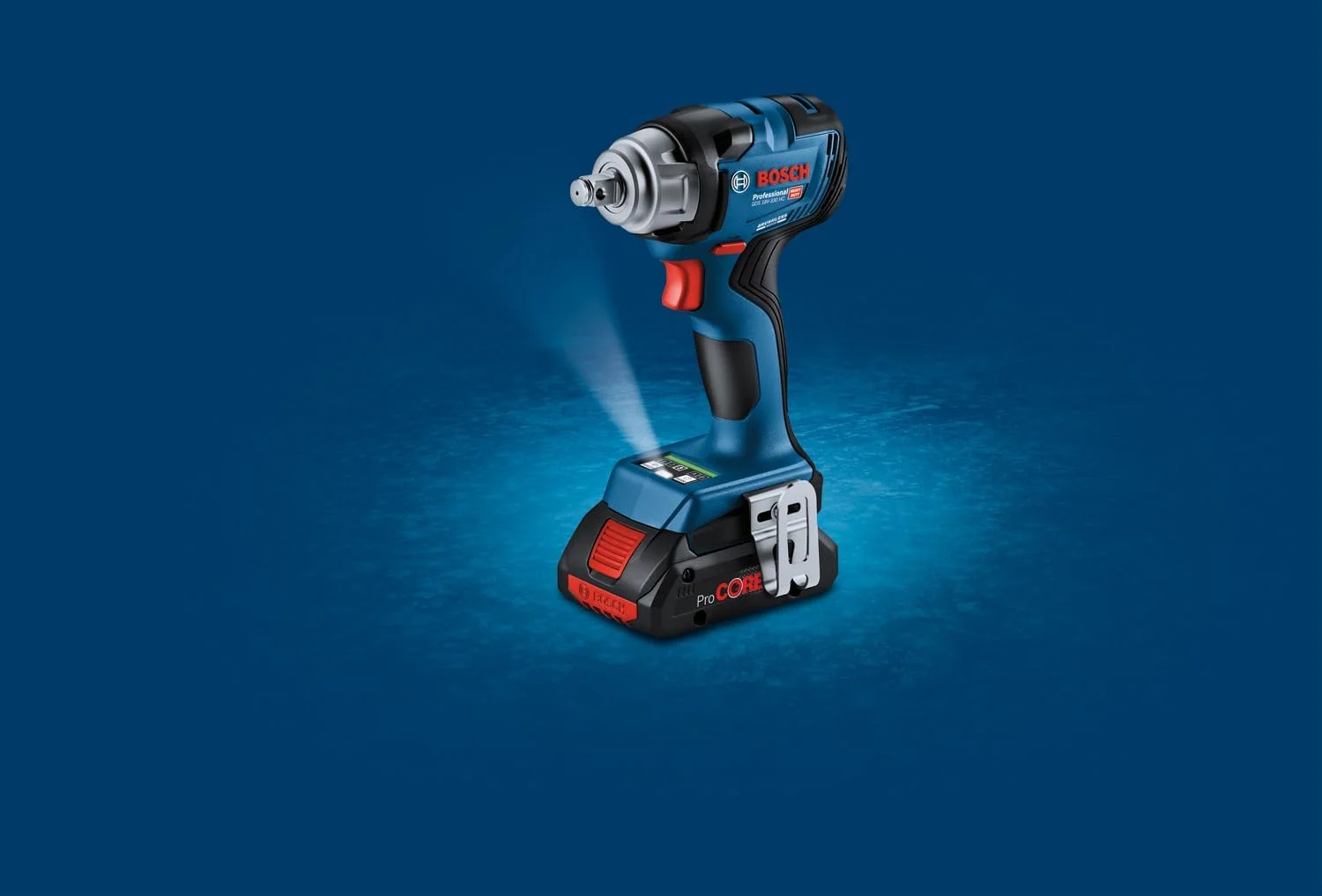 آچار ضربه ای شارژی بوش پروفشنال 18 ولت مدل GDS 18V-330 HC (گشتاور سفت کردن 330 نیوتن متر و گشتاور باز کردن 560 نیوتن متر، شامل 2 عدد باتری 4.0 آمپر ساعت ProCORE، شارژر، ماژول بلوتوث کم مصرف، در L-BOXX)
