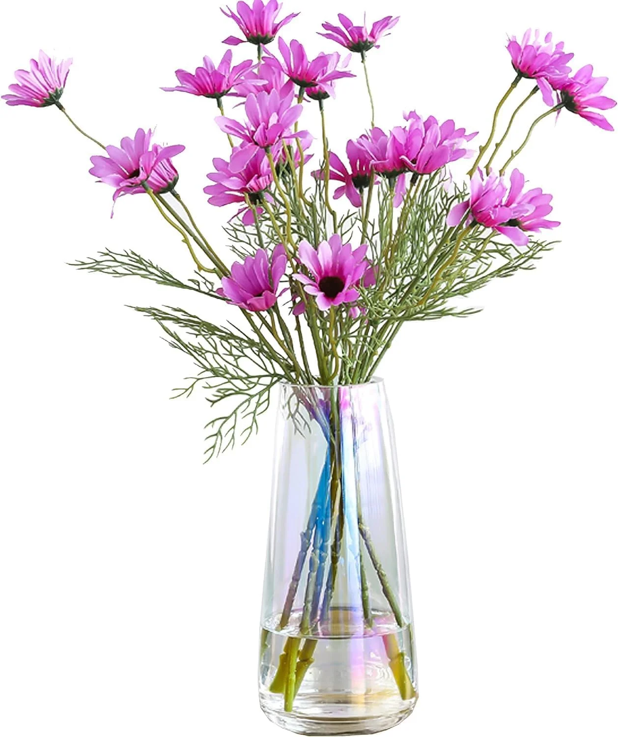 گلدان شیشه ای گل BananaHome، 8.7 اینچ، گلدان شیشه ای مدرن بزرگ رنگین کمانی، گلدان های کریستالی مخروطی برای میزهای پذیرایی، دکوراسیون منزل، مهمانی اداری، تولد، عروسی، تزئینات اتاق نشیمن (نئون شفاف)