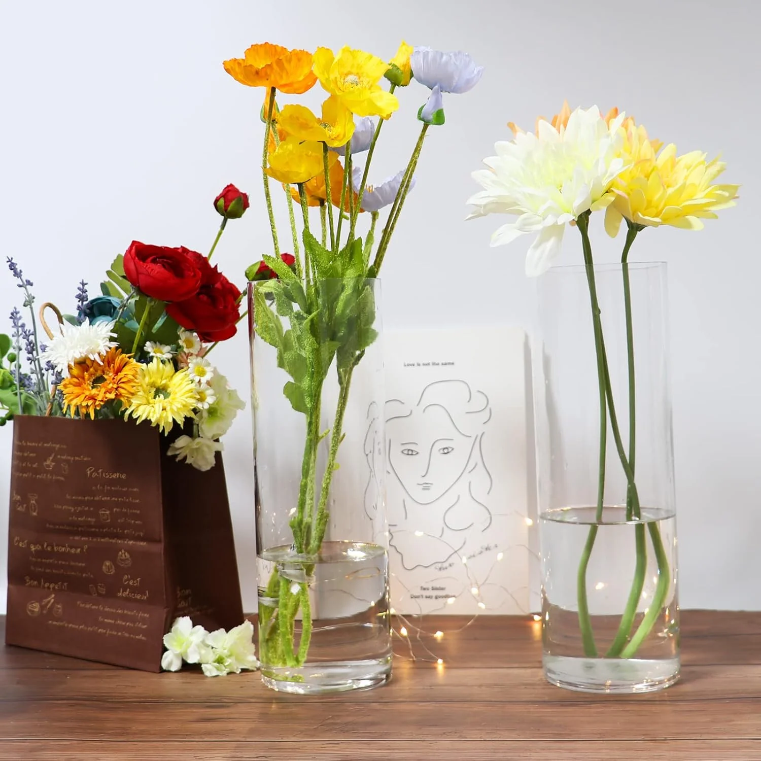 گلدان استوانه ای شیشه ای بزرگ BIGIVACA، بسته 1 عددی، ارتفاع 30 سانتی متر، گلدان های شفاف برای تزیین میز، جاشمعی شناور، مناسب برای تزیین میز عروسی، مهمانی، رویداد، دکوراسیون منزل و دفتر (ارتفاع: 30 سانتی متر، عرض: 10 سانتی متر)