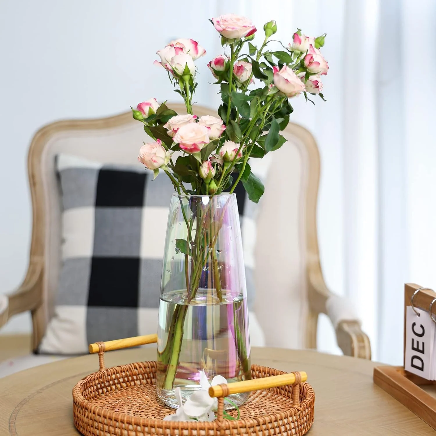 گلدان شیشه ای گل BananaHome، 8.7 اینچ، گلدان شیشه ای مدرن بزرگ رنگین کمانی، گلدان های کریستالی مخروطی برای میزهای پذیرایی، دکوراسیون منزل، مهمانی اداری، تولد، عروسی، تزئینات اتاق نشیمن (نئون شفاف)