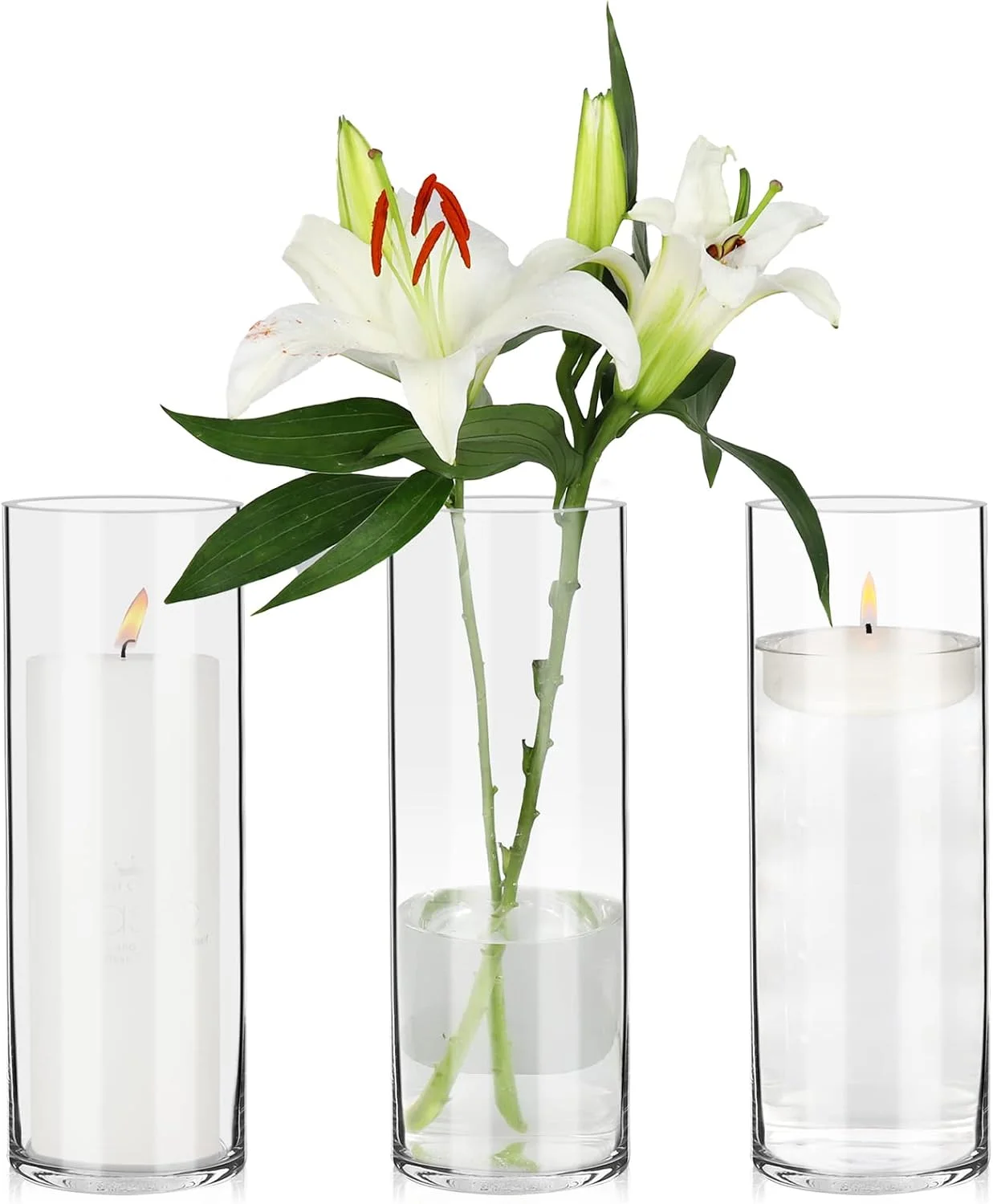 گلدان استوانه ای شیشه ای بزرگ BIGIVACA، بسته 1 عددی، ارتفاع 30 سانتی متر، گلدان های شفاف برای تزیین میز، جاشمعی شناور، مناسب برای تزیین میز عروسی، مهمانی، رویداد، دکوراسیون منزل و دفتر (ارتفاع: 30 سانتی متر، عرض: 10 سانتی متر)