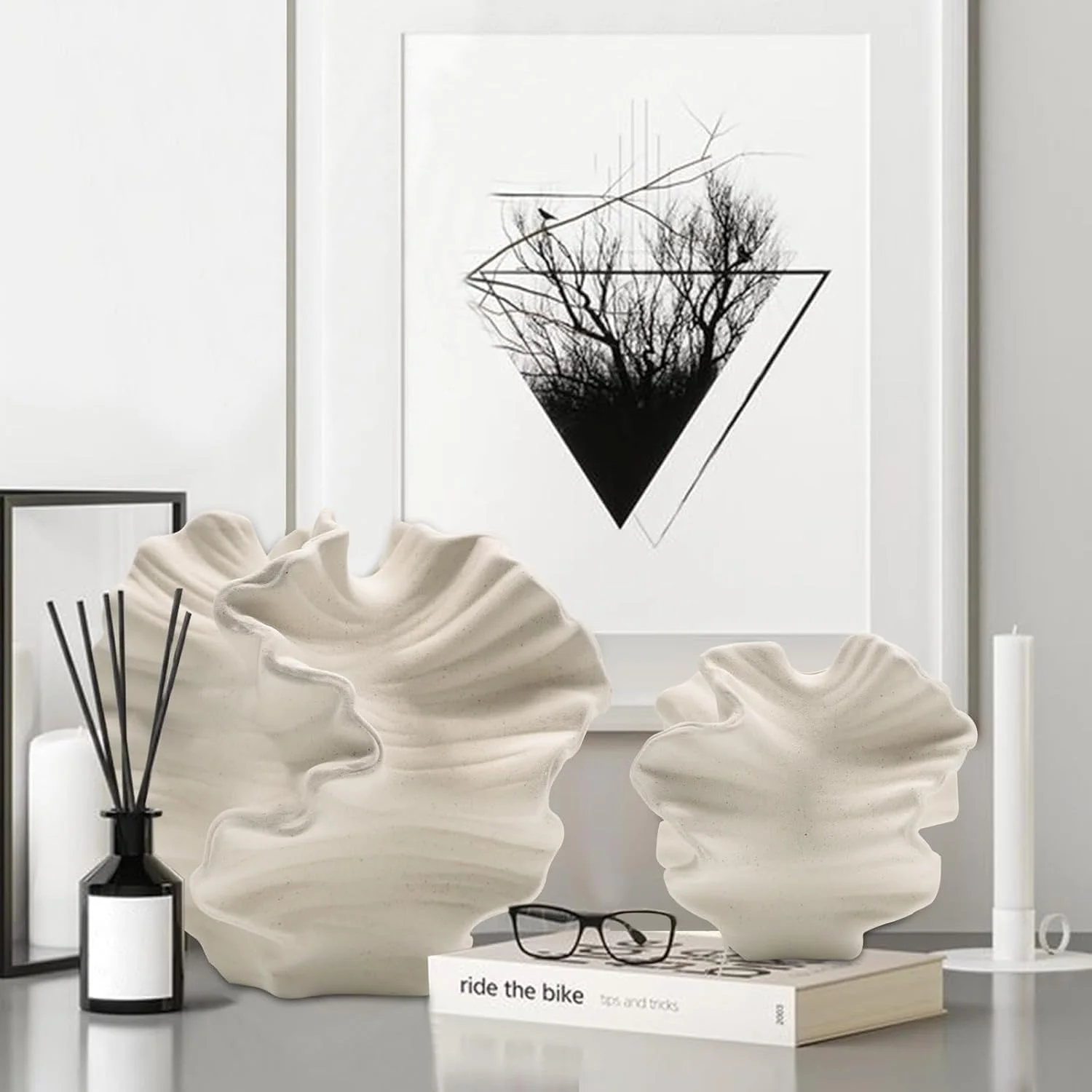 گلدان سرامیکی ORCHID M® برای دکوراسیون منزل، گلدان سفید رنگ، سبک مینیمالیستی نوردیک بوهو برای دکوراسیون مدرن خانه های روستایی، اتاق نشیمن، آشپزخانه، شومینه، اتاق خواب، میز غذاخوری، دفتر کار (سفید، بزرگ)