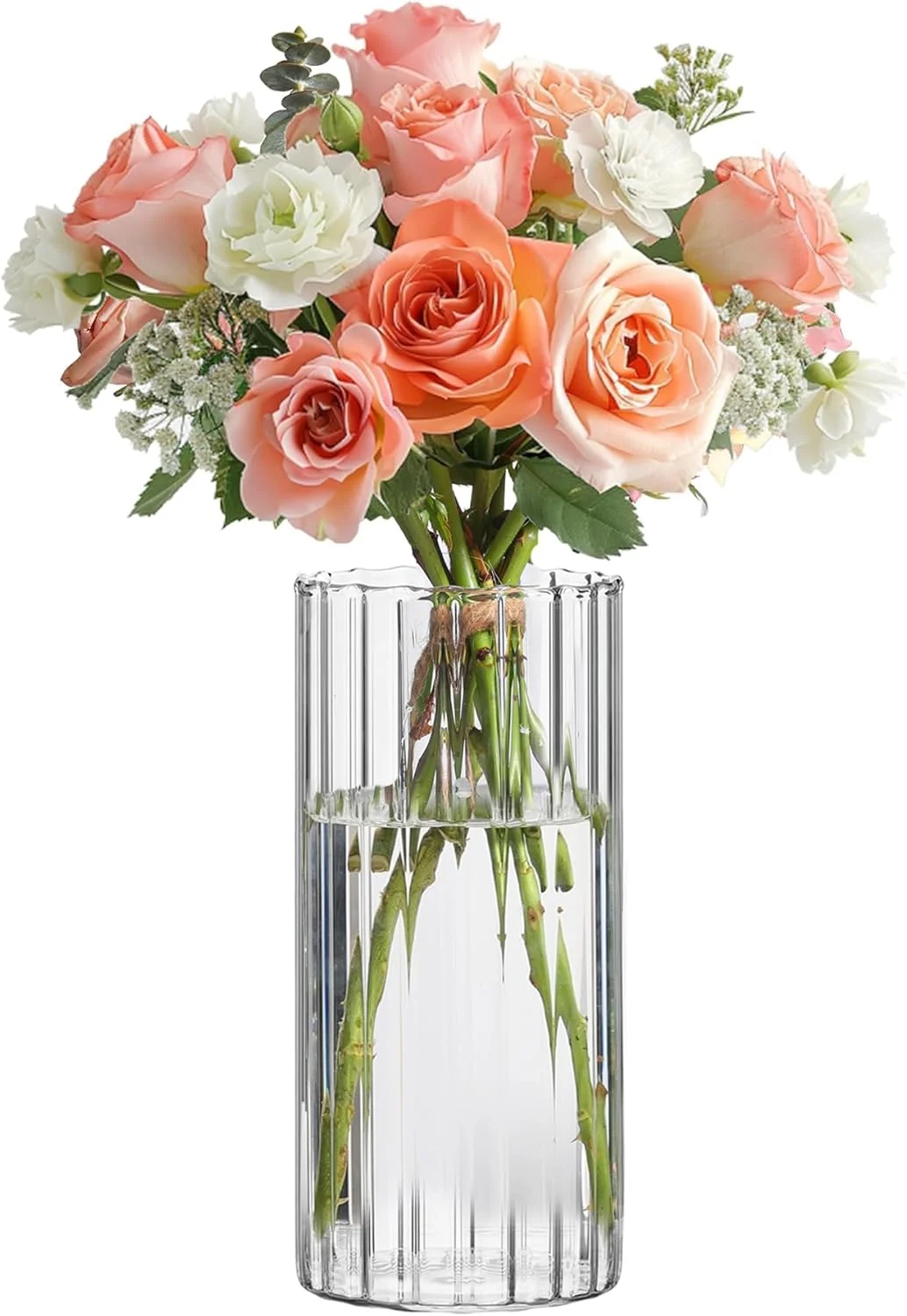گلدان ComSaf 8 اینچی، گلدان شیشه ای کوچک شفاف برای تزئین میز، جا شمعی گرد تزئینی برای تزیینات میز عروسی، دکوراسیون منزل، مهمانی (1 عدد)