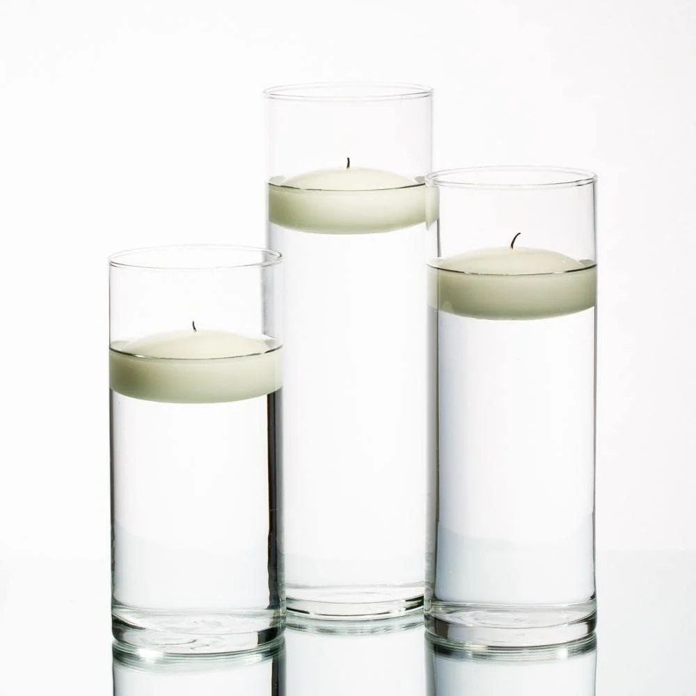 گلدان استوانه ای شیشه ای بلند، بزرگ (30 سانتی متر ارتفاع x 5 سانتی متر عرض)، متوسط (25 سانتی متر ارتفاع x 5 سانتی متر عرض) و کوچک (20 سانتی متر ارتفاع x 5 سانتی متر عرض) - مجموعه 3 عددی