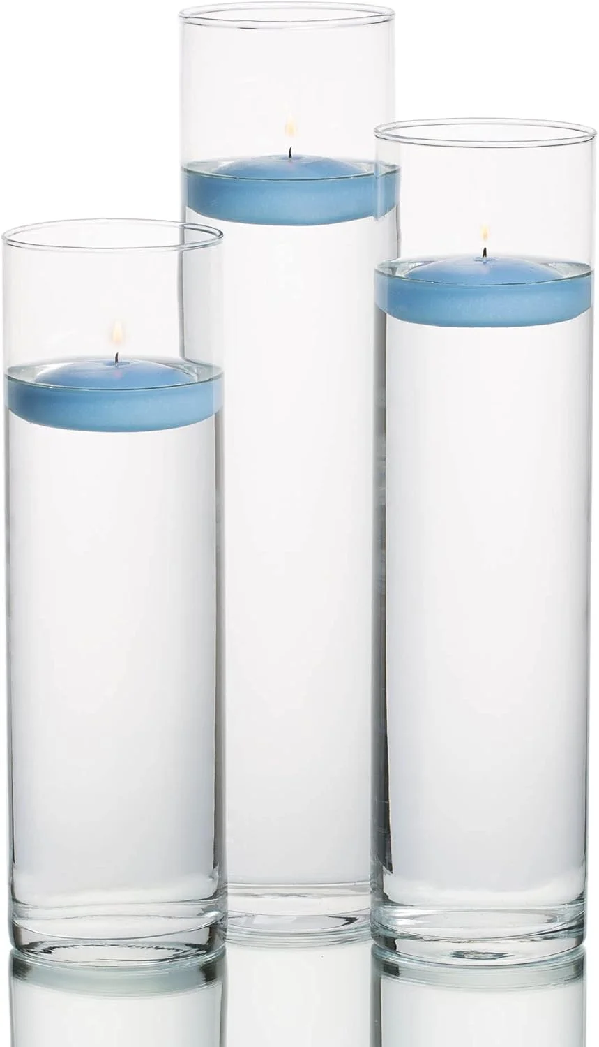 گلدان استوانه ای شیشه ای بلند، بزرگ (30 سانتی متر ارتفاع x 5 سانتی متر عرض)، متوسط (25 سانتی متر ارتفاع x 5 سانتی متر عرض) و کوچک (20 سانتی متر ارتفاع x 5 سانتی متر عرض) - مجموعه 3 عددی