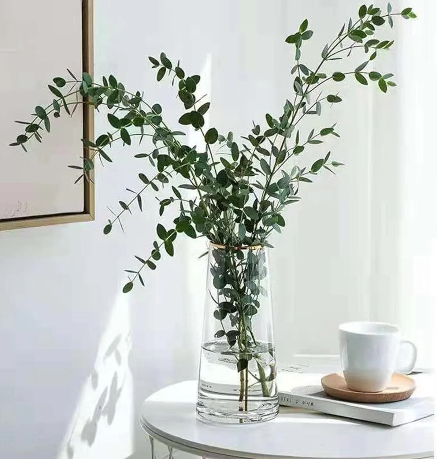 گلدان شیشه ای شفاف، گلدان استوانه ای برای گل آرایی، عروسی، دکوراسیون منزل یا دفتر، 21.5 سانتی متر ارتفاع، دهانه 7 سانتی متر
