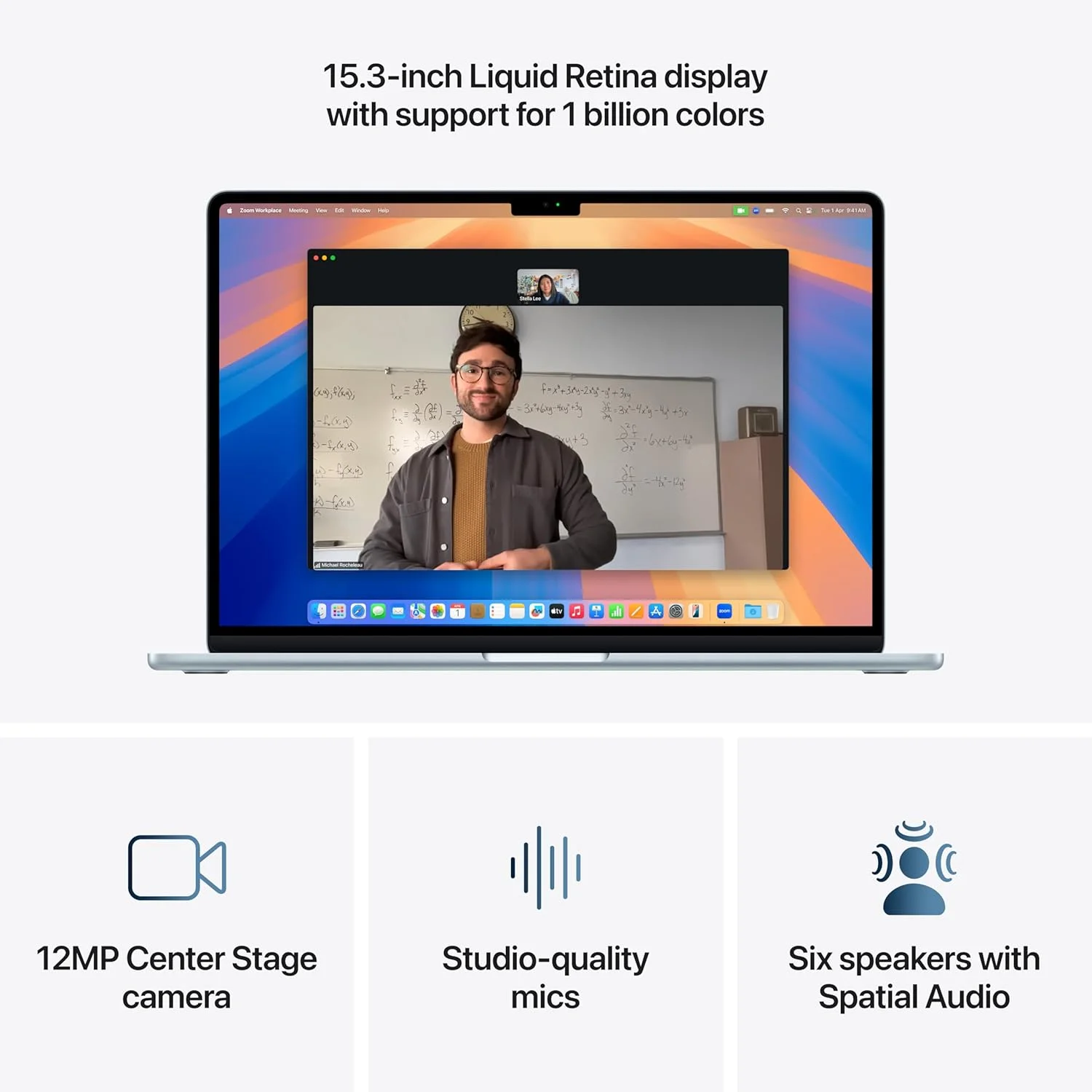 اپل 2025 مک بوک ایر (15 اینچی، تراشه Apple M4 با پردازنده مرکزی 10 هسته ای و پردازنده گرافیکی 10 هسته ای، 16 گیگابایت حافظه یکپارچه، 256 گیگابایت) - آبی آسمانی؛ عربی/انگلیسی