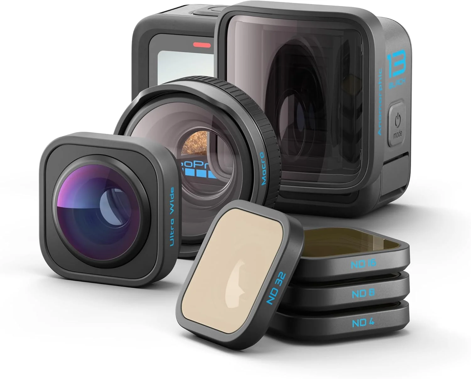 GoPro HERO13 Black + مجموعه لنزهای سری HB - شامل لنز ماکرو، لنز فوق عریض، 4 فیلتر ND، لنز آنامورفیک و کیف ممتاز - با گارانتی رسمی GoPro امارات