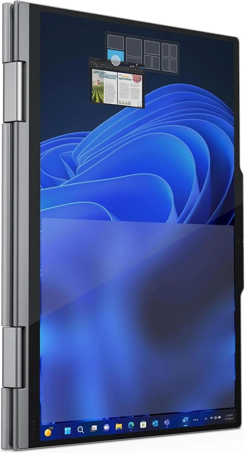 لپ تاپ 2 در 1 Lenovo ThinkPad X1 Gen 9 با پردازنده Intel Core Ultra 7 165U vPro، صفحه نمایش 14 اینچی IPS لمسی ضد انعکاس نور 400 نیتی، 32 گیگابایت رم، 1 ترابایت SSD، قلم Slim، دوربین FHD RGB+IR، حسگر اثر انگشت و ویندوز 11 پرو