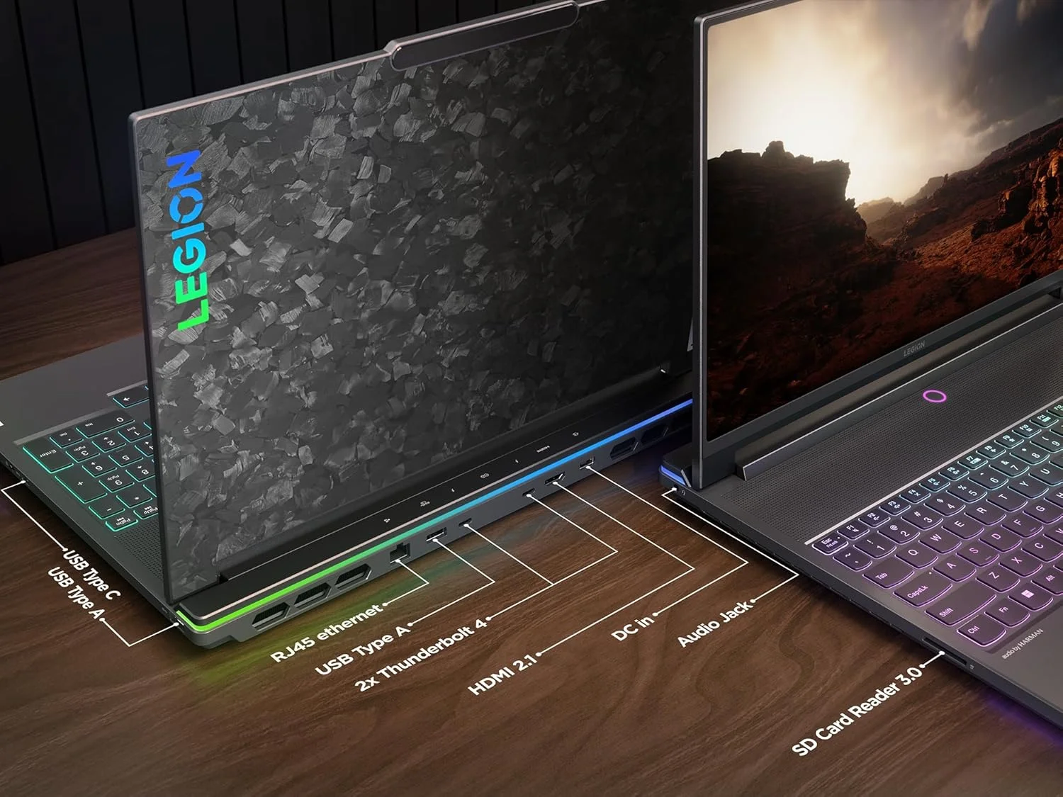 لپ تاپ لنوو Legion 9 16IRX9H با تراشه هوش مصنوعی، صفحه نمایش 16 اینچی 3.2K Mini-LED با 100% sRGB و نرخ 165 هرتز، پردازنده Intel i9-14900HX، رم 64 گیگابایتی، حافظه SSD 1 ترابایتی، کارت گرافیک Nvidia RTX 4090 16GB، نورپردازی RGB انگلیسی-عربی، ویندوز 11، مشکی - [83DE000BAX] + 2 سال مراقبت ویژه