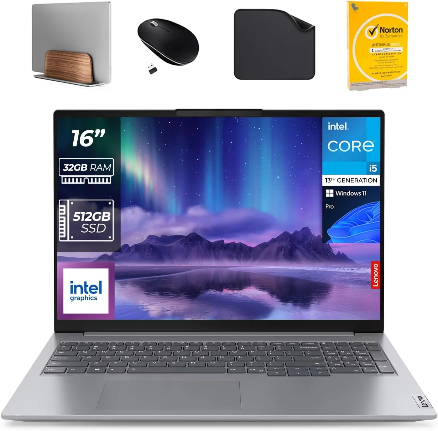 لپ تاپ تجاری لنوو ThinkBook 16 Gen 6 - پردازنده نسل سیزدهم Intel Core i5-13420H، صدای Dolby، گرافیک Intel UHD، ویندوز 11 پرو (شامل پایه لپ تاپ + ماوس + آنتی ویروس + پد موج اول) (32 گیگابایت رم | 512 گیگابایت SSD)