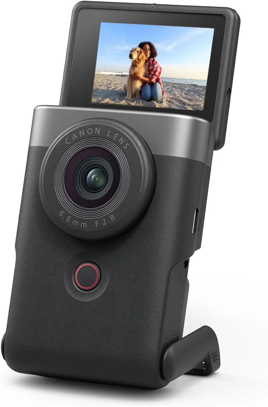 دوربین ولاگ کانن PowerShot V10 برای تولیدکنندگان محتوا، لنز واید 19 میلی‌متری، سنسور CMOS 1 اینچی، ویدیوی 4K، ردیابی چهره، میکروفون داخلی، تثبیت‌کننده تصویر، وب‌کم، پخش زنده، نقره‌ای