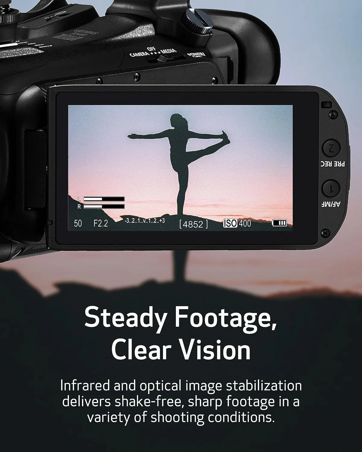 دوربین فیلمبرداری حرفه ای Canon XA75، فیلمبرداری، ضبط و پخش ویدئوهای 4K UHD، لنز زوم اپتیکال 15x، ترمینال 3G SDI و XLR، مشکی