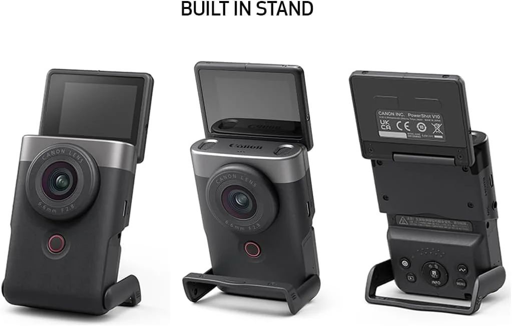 دوربین ولاگ کانن PowerShot V10 برای تولیدکنندگان محتوا، لنز واید 19 میلی‌متری، سنسور CMOS 1 اینچی، ویدیوی 4K، ردیابی چهره، میکروفون داخلی، تثبیت‌کننده تصویر، وب‌کم، پخش زنده، نقره‌ای