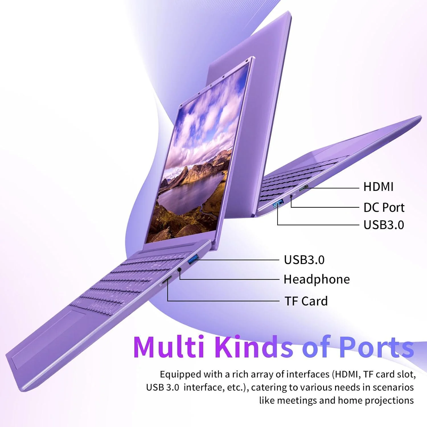 لپ تاپ بنفش BINTEC، صفحه نمایش 16 اینچی FHD IPS با حاشیه باریک، پردازنده Celeron N95 تا 3.4 گیگاهرتز، 12 گیگابایت DDR5، لپ تاپ ویندوز 11 با چهار هسته، صفحه کلید با نور پس زمینه رنگی/باز کردن قفل با اثر انگشت/USB/بلوتوث بنفش/512 گیگابایت