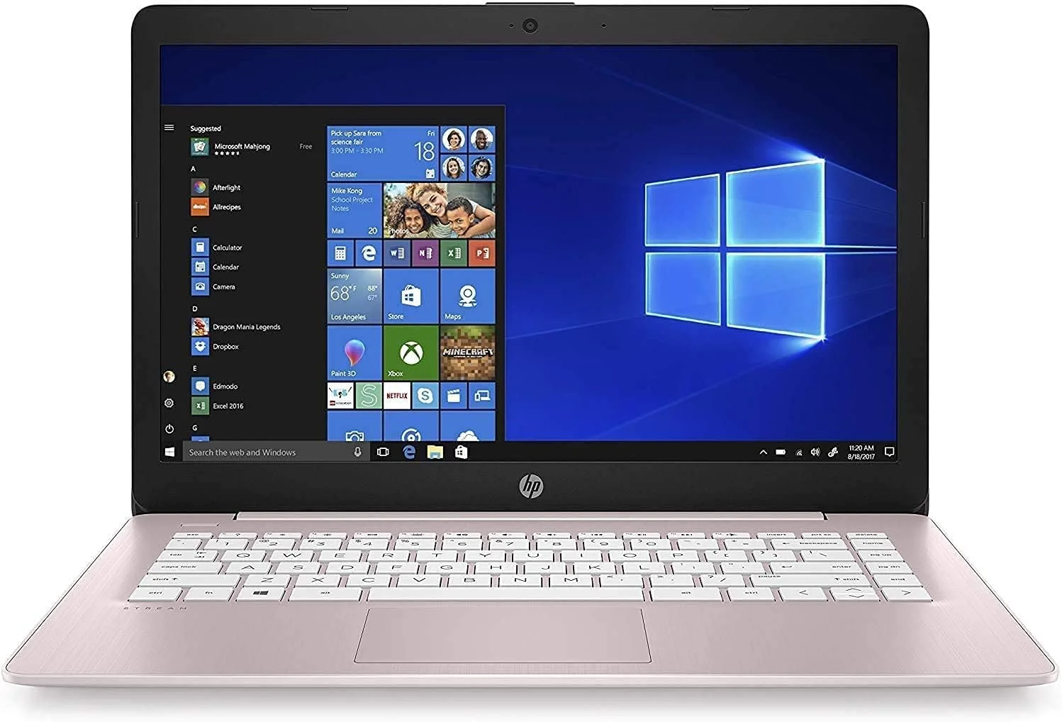 لپ تاپ سبک و باریک 14 اینچی اچ پی استریم مدل 2022، پردازنده Intel Celeron N4000، رم 4 گیگابایتی، حافظه eMMC 64 گیگابایتی، HDMI، وب کم، WiFi، بلوتوث، اشتراک یک ساله آفیس 365، ویندوز 11 S، صورتی رز، فلش مموری 32 گیگابایتی USB IFT