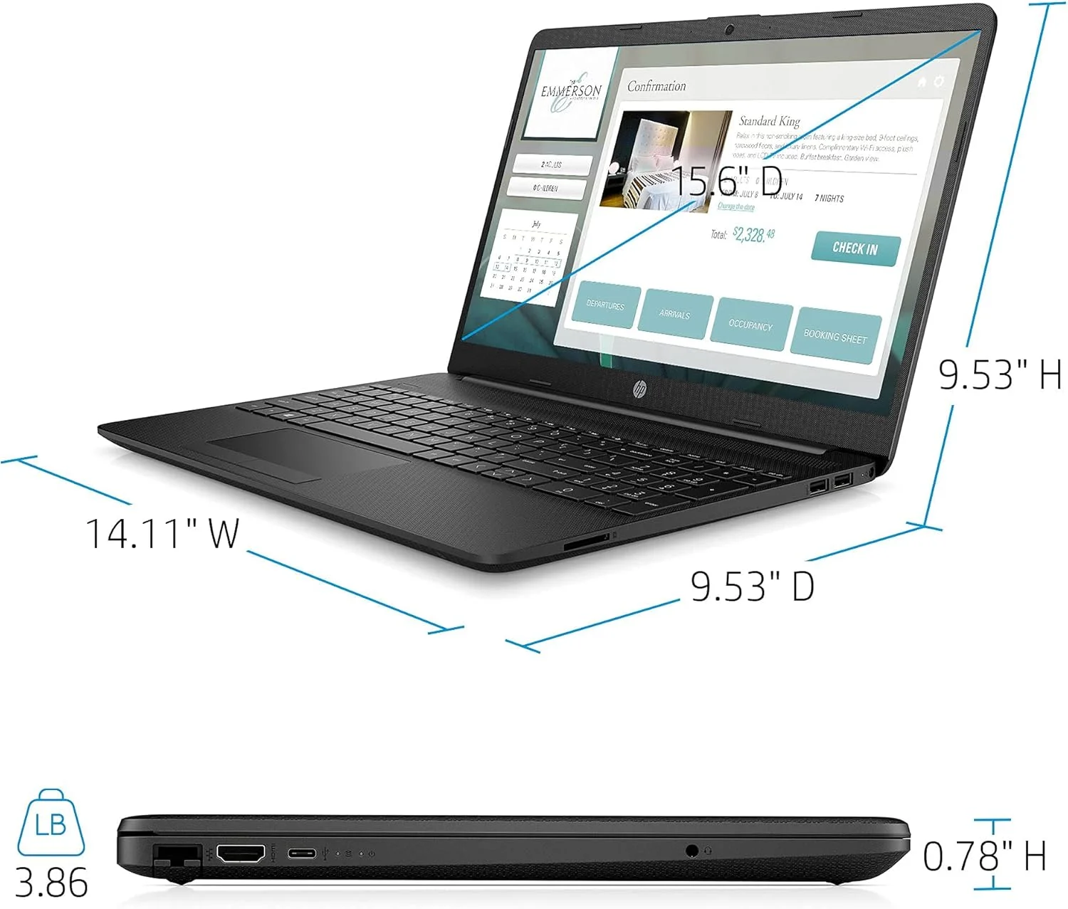 لپ تاپ جدید HP 2022 Notebook 15، صفحه نمایش 15.6 اینچی Full HD، پردازنده Intel Celeron N4020، حافظه 16 گیگابایتی DDR4، حافظه SSD 1 ترابایتی، آماده برای جلسات آنلاین، وب کم، Type-C، RJ-45، HDMI، ویندوز 11 Home، مشکی لپ تاپ جدید HP 2022 Notebook 15، صفحه نمایش 15.6 اینچی Full HD، پردازنده Intel Celeron N4020، حافظه 16 گیگابایتی DDR4، حافظه SSD 1 ترابایتی، آماده برای جلسات آنلاین، وب کم، Type-C، RJ-45، HDMI، ویندوز 11 Home، مشکی