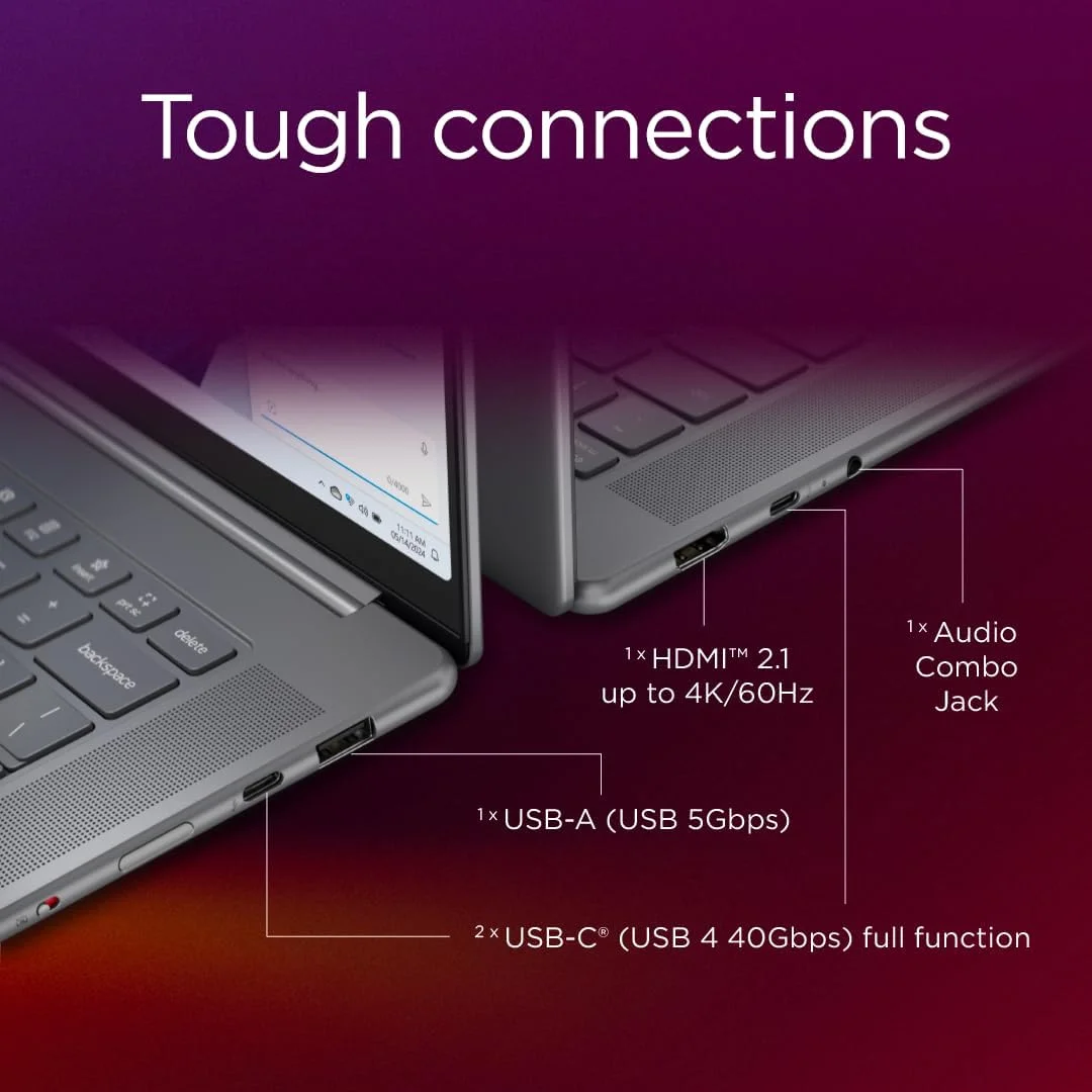 لنوو یوگا اسلیم 7 Aura Edition، CoPilot+ PC با تقویت هوش مصنوعی 47 TOPS، صفحه نمایش لمسی 15.3 اینچی 120 هرتز 2.8K، پردازنده Intel Core ultra 7 258V، رم 32 گیگابایتی، حافظه SSD 1 ترابایتی، گرافیک Intel Arc 140V، کیبورد با نور پس زمینه انگلیسی-عربی، خاکستری لونا - [83HM000XAX]