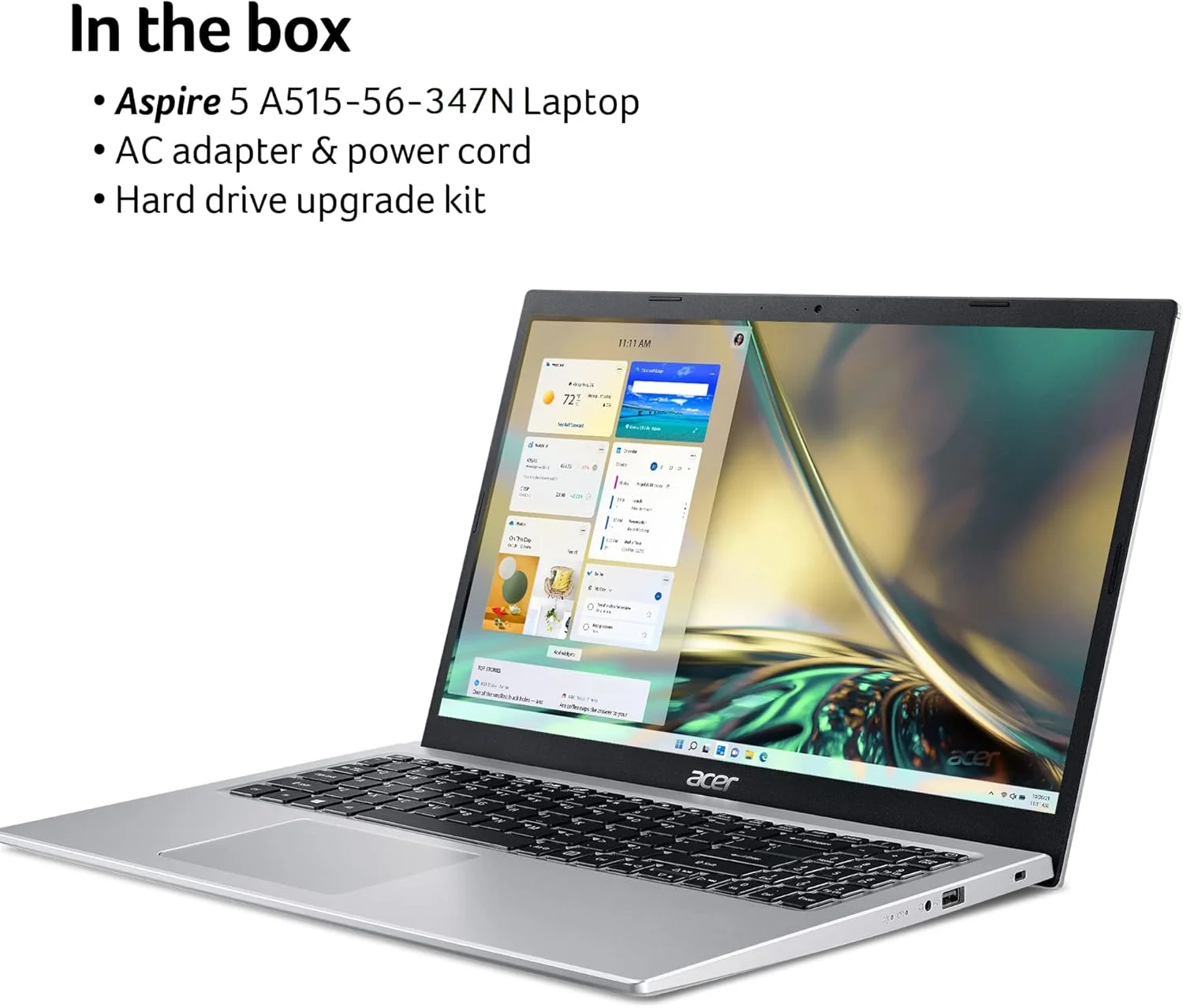 لپ تاپ باریک Acer Aspire 5 A515-56-347N - صفحه نمایش 15.6 اینچی Full HD IPS - پردازنده دو هسته ای نسل 11 اینتل i3-1115G4 - 8 گیگابایت DDR4 - 128 گیگابایت NVMe SSD - WiFi 6 - آمازون الکسا - ویندوز 11 هوم در حالت S لپ تاپ باریک Acer Aspire 5 A515-56-347N - صفحه نمایش 15.6 اینچی Full HD IPS - پردازنده دو هسته ای نسل 11 اینتل i3-1115G4 - 8 گیگابایت DDR4 - 128 گیگابایت NVMe SSD - WiFi 6 - آمازون الکسا - ویندوز 11 هوم در حالت S