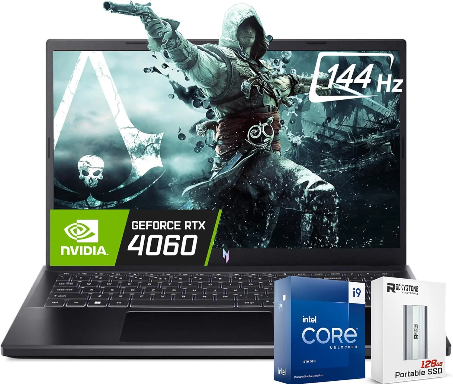 لپ تاپ گیمینگ ممتاز ایسر Nitro V 15، پردازنده Intel 14 هسته ای i9-13900H، نمایشگر 15.6 اینچی 144 هرتز FHD IPS، کارت گرافیک NVIDIA GeForce RTX 4060 8GB GDDR6، رم 32 گیگابایتی DDR5، SSD 1 ترابایتی، به همراه SSD قابل حمل 128 گیگابایتی، ویندوز 11 هوم