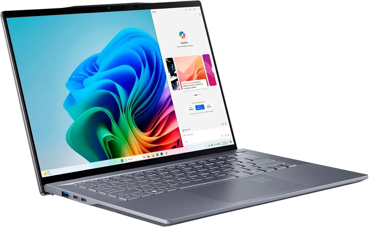لپ تاپ Acer Swift 14 مجهز به هوش مصنوعی، صفحه نمایش لمسی 14.5 اینچی IPS WQXGA (Qualcomm Snapdragon X Elite X1E-78-100، 16 گیگابایت LPDDR5X، 2 ترابایت PCIe SSD، ویندوز 11 هوم) به همراه MS 365 Personal و DKZ USB Port Expander لپ تاپ Acer Swift 14 مجهز به هوش مصنوعی، صفحه نمایش لمسی 14.5 اینچی IPS WQXGA (Qualcomm Snapdragon X Elite X1E-78-100، 16 گیگابایت LPDDR5X، 2 ترابایت PCIe SSD، ویندوز 11 هوم) به همراه MS 365 Personal و DKZ USB Port Expander