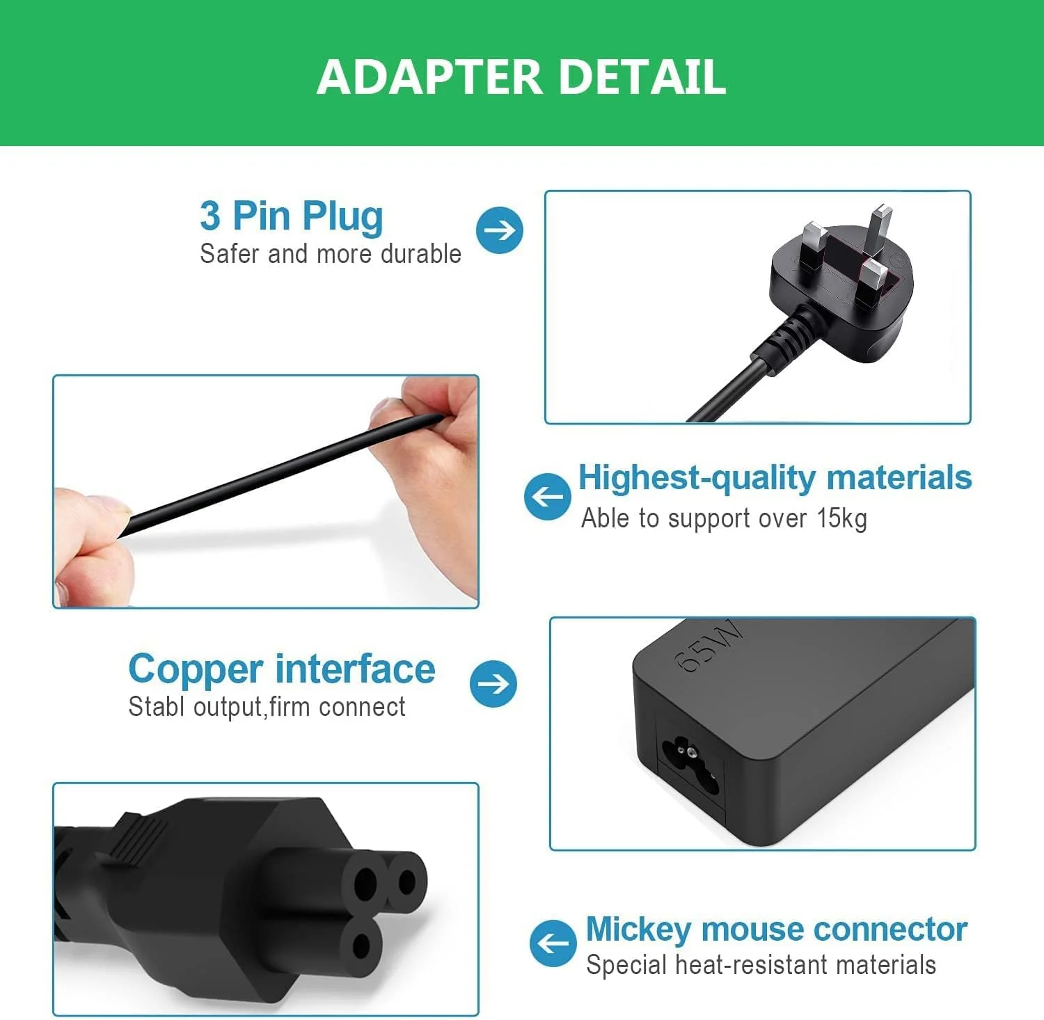 آداپتور برق 65 واتی USB C سازگار با Lenovo Think Pad Yoga، HP chrome book، Dell XPS، ASUS، Acer، HUAWEI، Xiaomi، Samsung و سایر دستگاه های Type C منبع تغذیه لپ تاپ دیواری PD (شارژر Type C) آداپتور برق 65 واتی USB C سازگار با Lenovo Think Pad Yoga، HP chrome book، Dell XPS، ASUS، Acer، HUAWEI، Xiaomi، Samsung و سایر دستگاه های Type C منبع تغذیه لپ تاپ دیواری PD (شارژر Type C)