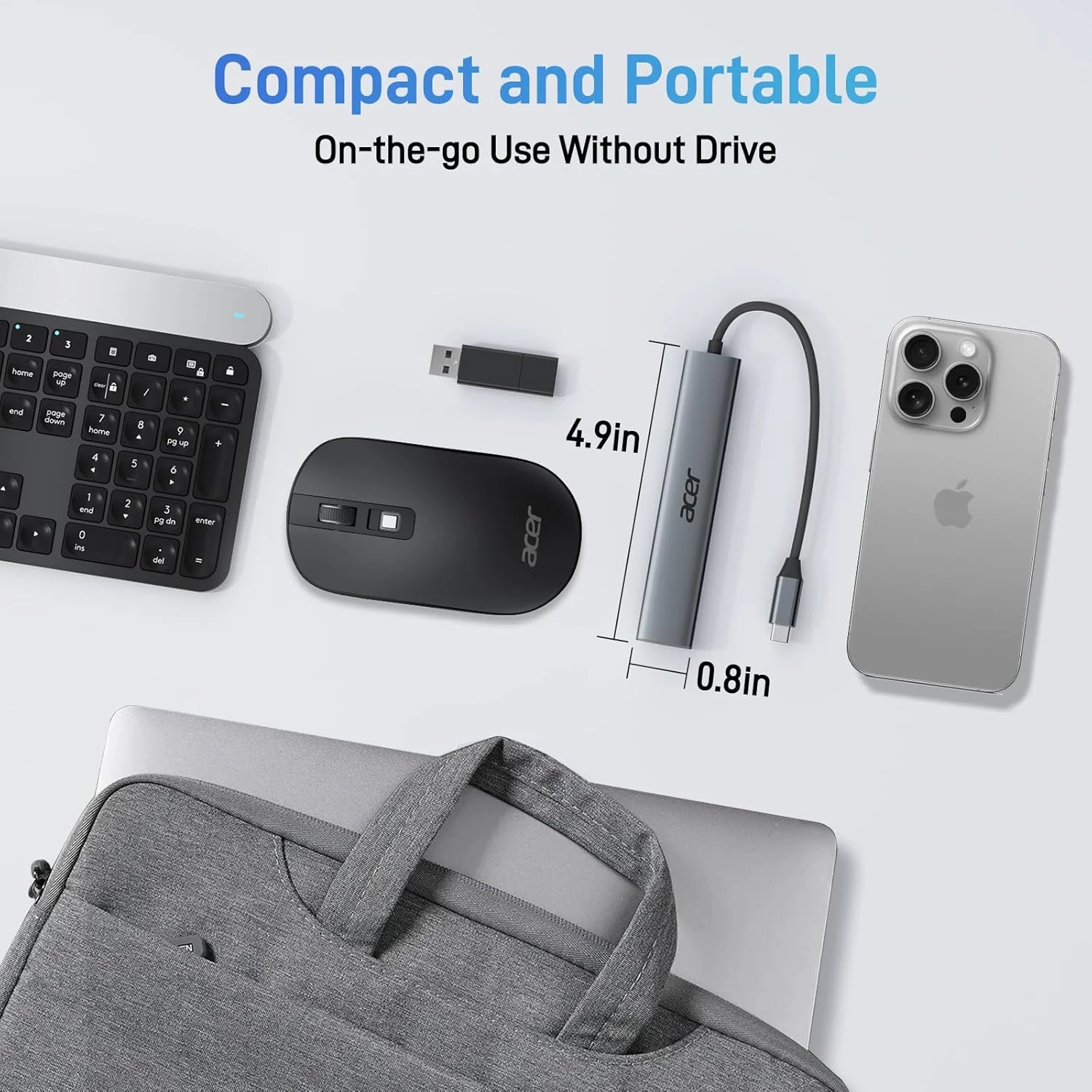 هاب USB C ایسر به آداپتور HDMI 4K، توسعه Type-C [5 در 1] اسپلیتر USB چند پورت با PD 100W، 3 پورت داده USB A، سازگار برای لپ تاپ تبلت، MacBook Pro/Air، iPhone 16 Pro/Pro Max، iPad Pro