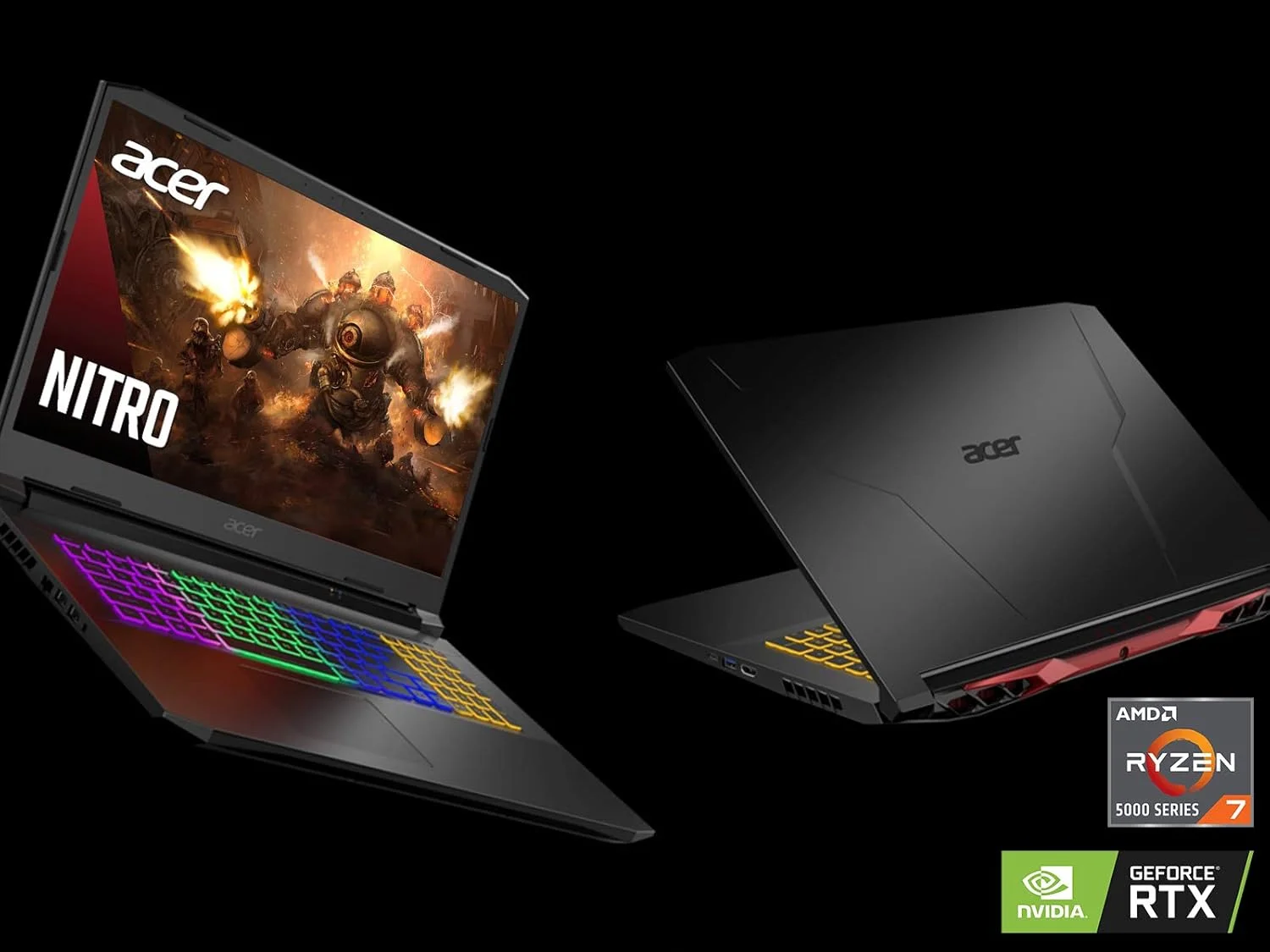 لپ تاپ گیمینگ Acer Nitro 5 AN517-41-R0RZ، پردازنده AMD Ryzen 7 5800H (8 هسته ای) | کارت گرافیک NVIDIA GeForce RTX 3060 | صفحه نمایش 17.3 اینچی FHD 144Hz IPS | 16 گیگابایت DDR4 | 1 ترابایت NVMe SSD | WiFi 6 | کیبورد با نور پس زمینه RGB لپ تاپ گیمینگ Acer Nitro 5 AN517-41-R0RZ، پردازنده AMD Ryzen 7 5800H (8 هسته ای) | کارت گرافیک NVIDIA GeForce RTX 3060 | صفحه نمایش 17.3 اینچی FHD 144Hz IPS | 16 گیگابایت DDR4 | 1 ترابایت NVMe SSD | WiFi 6 | کیبورد با نور پس زمینه RGB